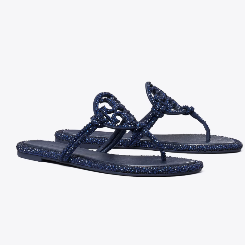 Tory Burch Miller Pavé Knotted Sandals Navy