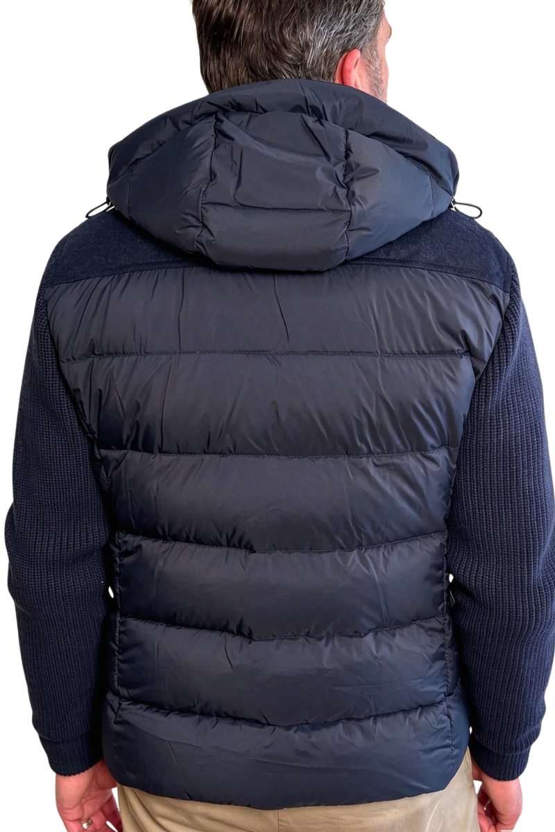 MooRER ALLORI-LSM Hooded Hybrid Down Jacket Blu Grey