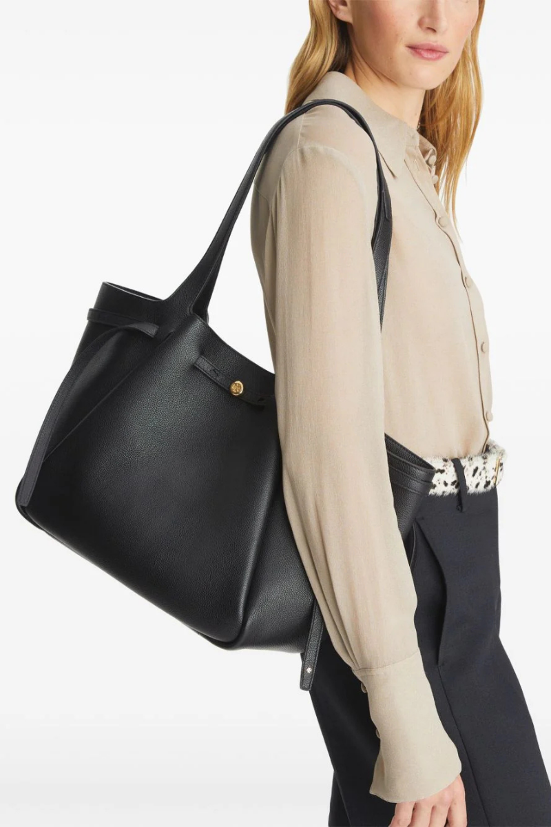 Tory Burch Romy Pebbled Tote Black 163388-001