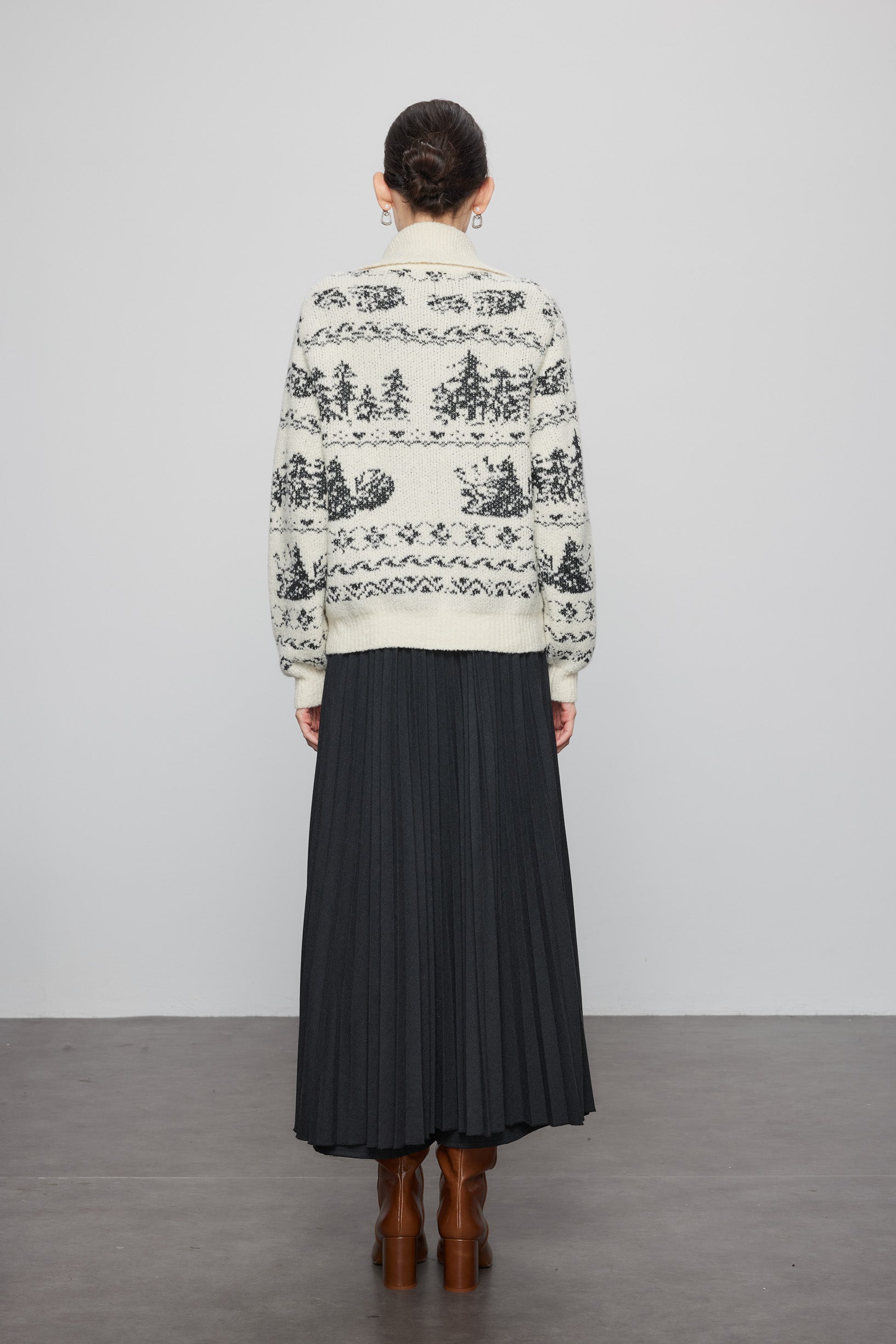 Max Simple Nordic Knit Cashmere Cardigan_White