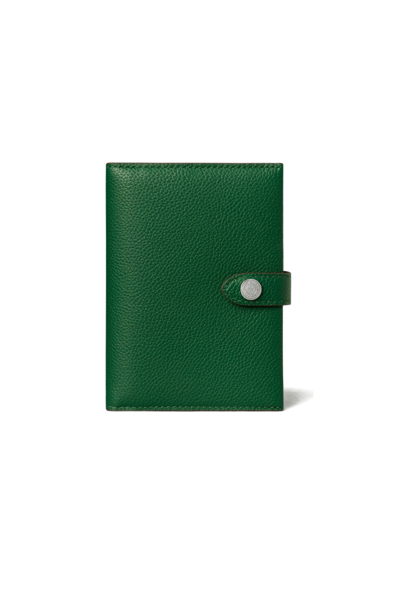 Tory Burch Button Leather Passport Case in Dark Kale