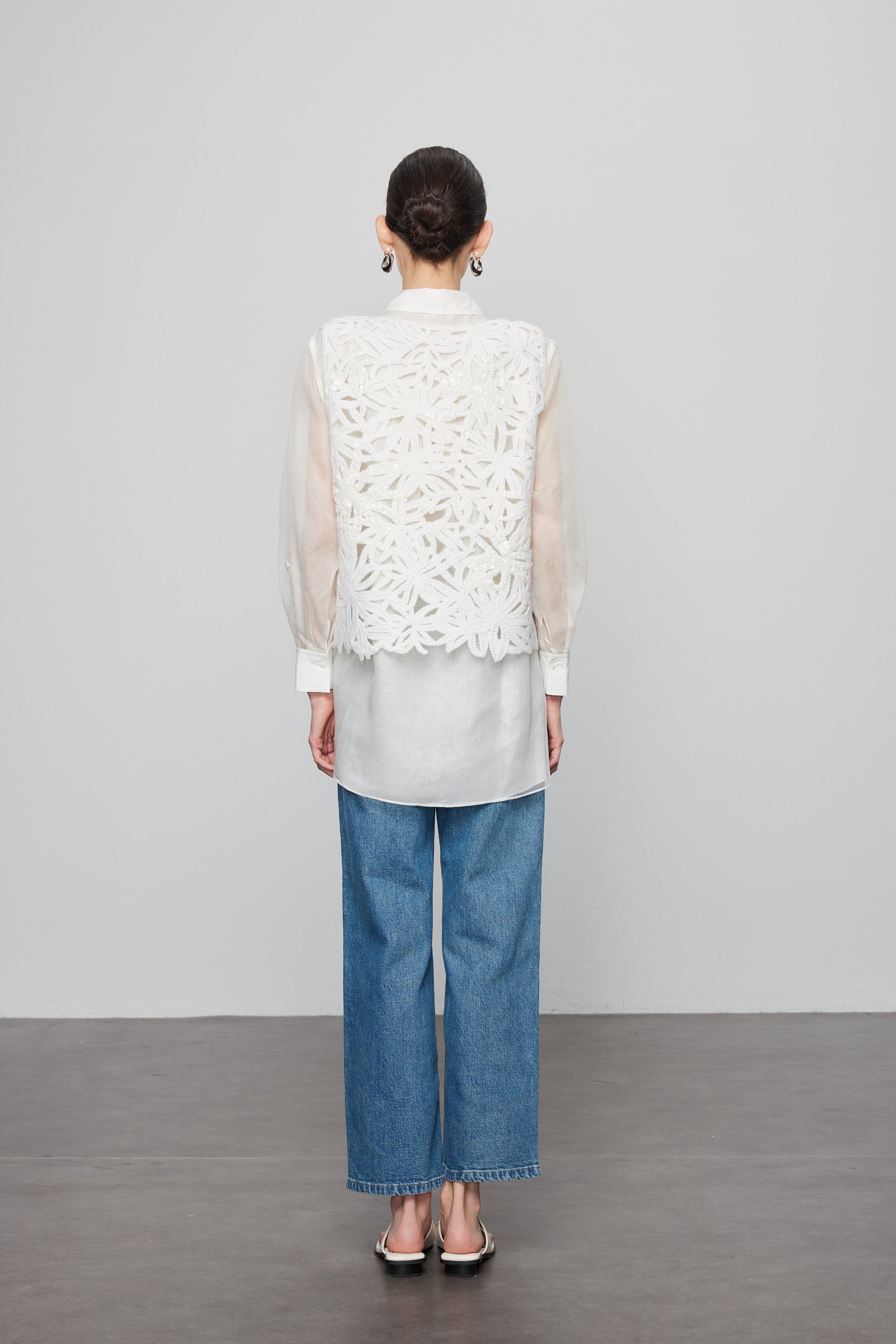 Max Simple Beaded Crochet Vest White