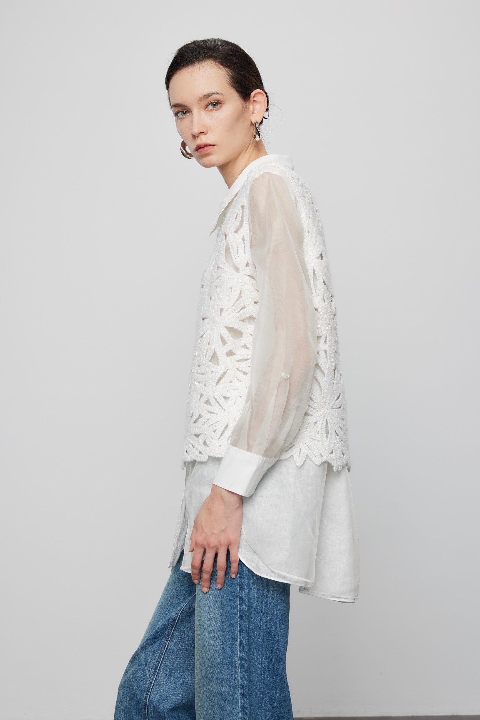 Max Simple Beaded Crochet Vest White