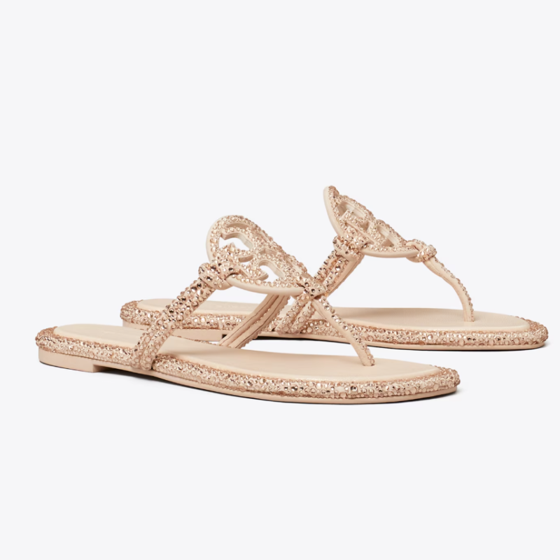 Tory Burch Miller Pavé Knotted Sandals Rose Silk