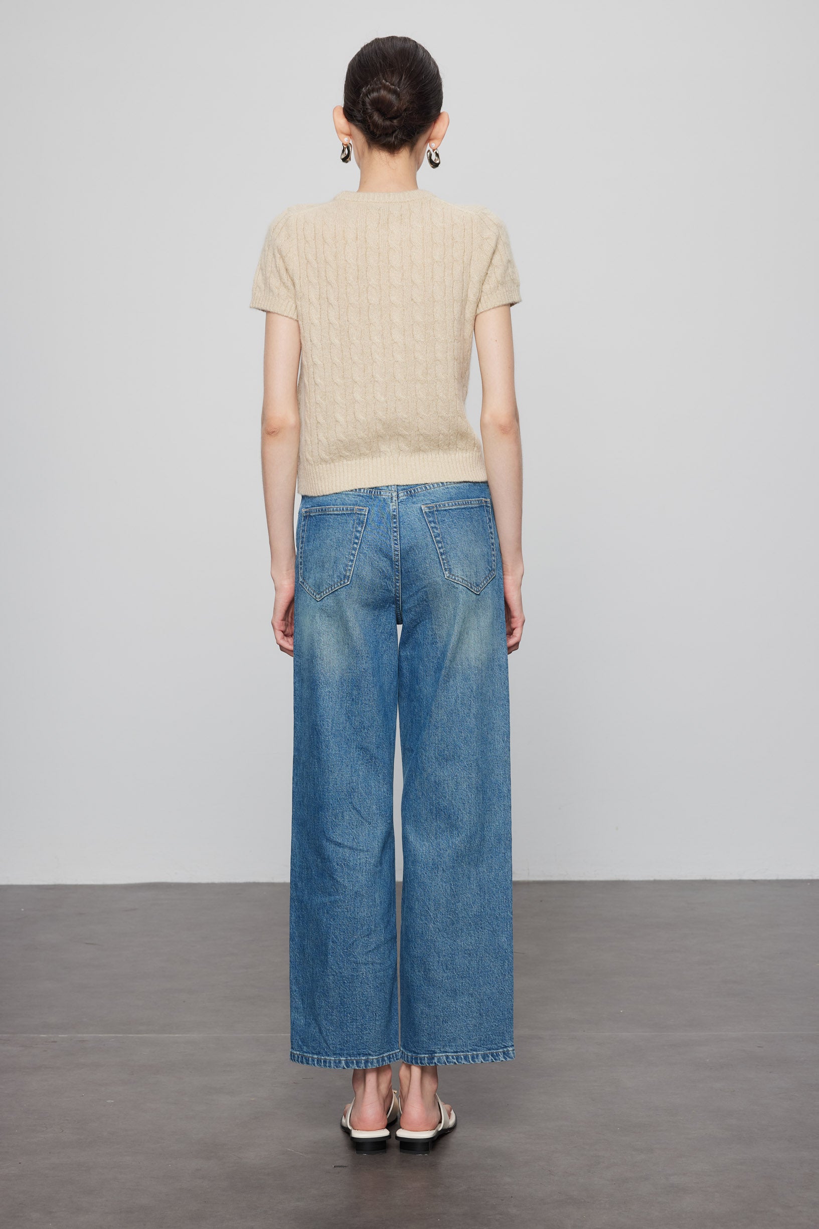 Max Simple Slim Straight Jeans Washed Blue