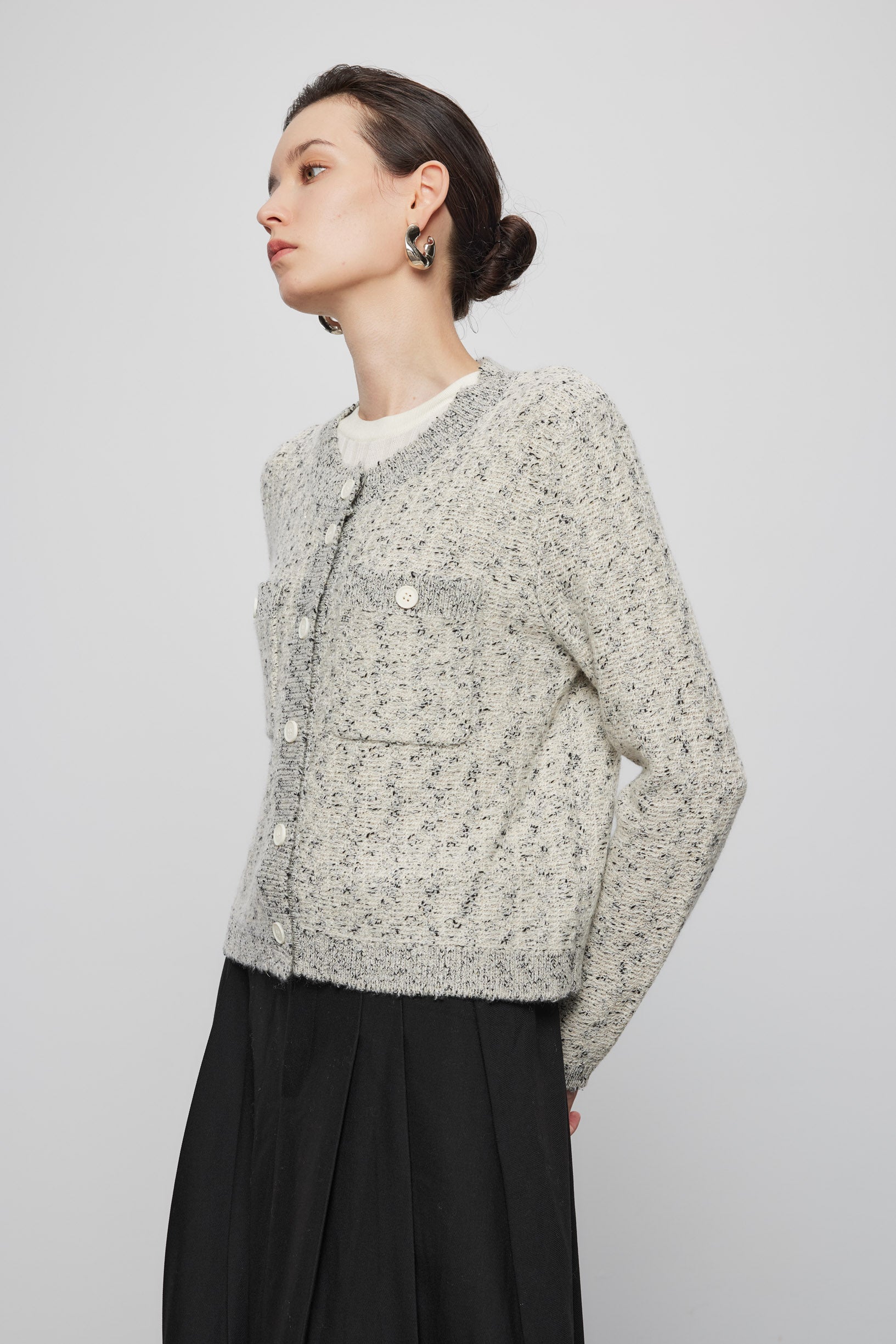 Max Simple Elegant Cashmere Cardigan_Light Grey