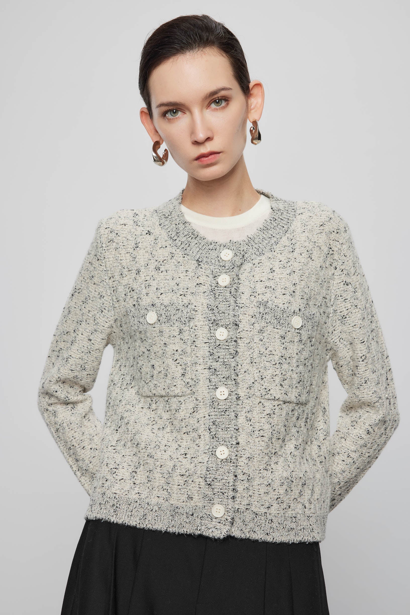 Max Simple Elegant Cashmere Cardigan_Light Grey
