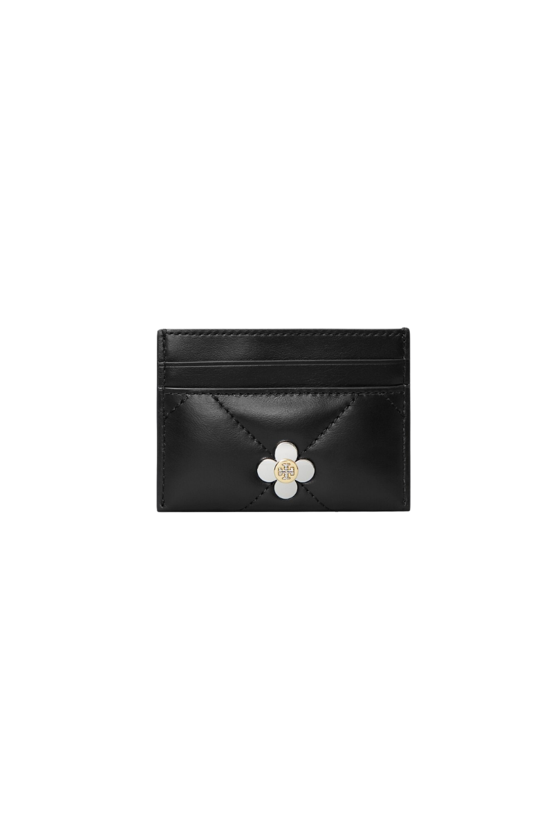 Tory Burch Kira Clover Diamond Quilt Card Case Black 165049-001