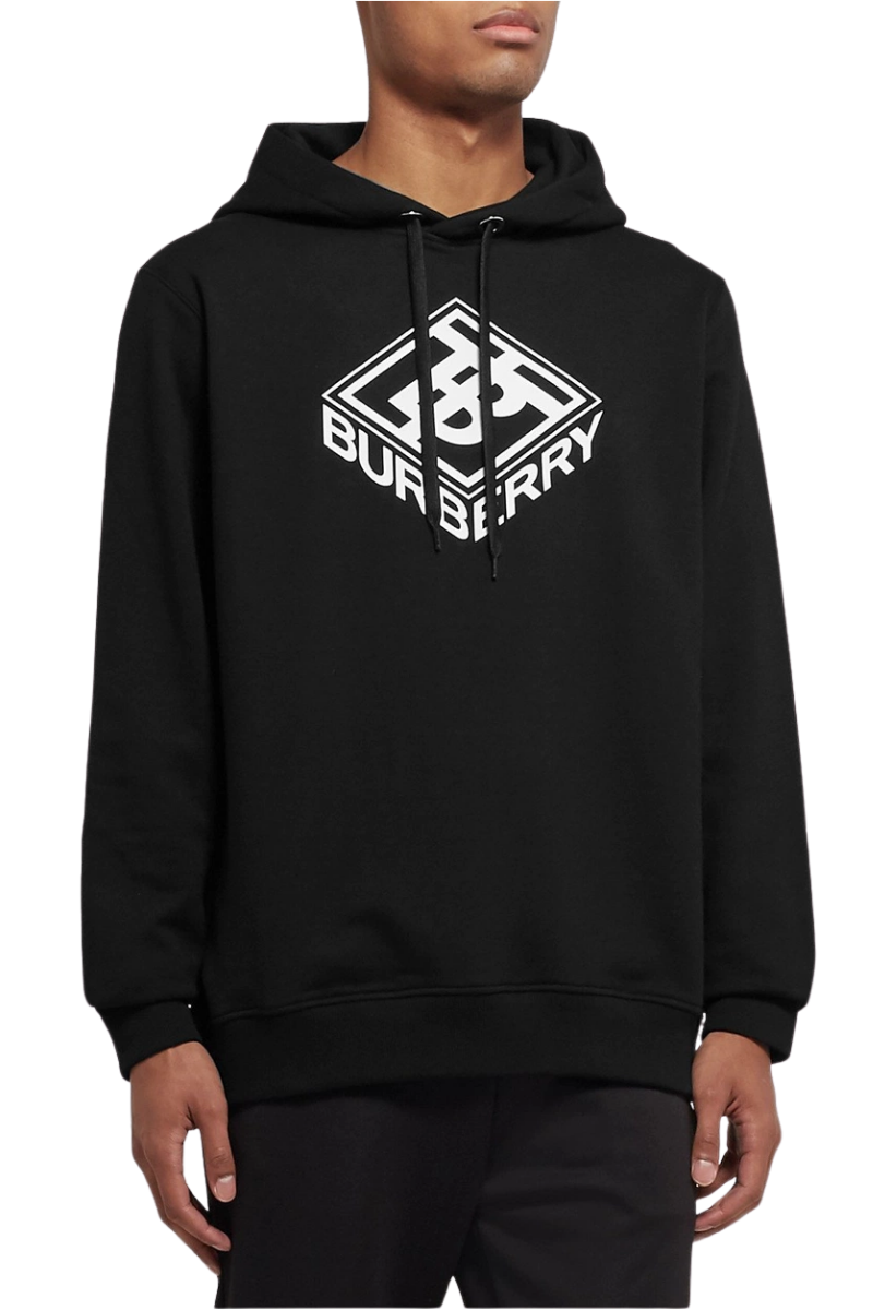 Burberry Ellison Logo Men Print Loopback Cotton Jersey Hoodie - Navy Blue