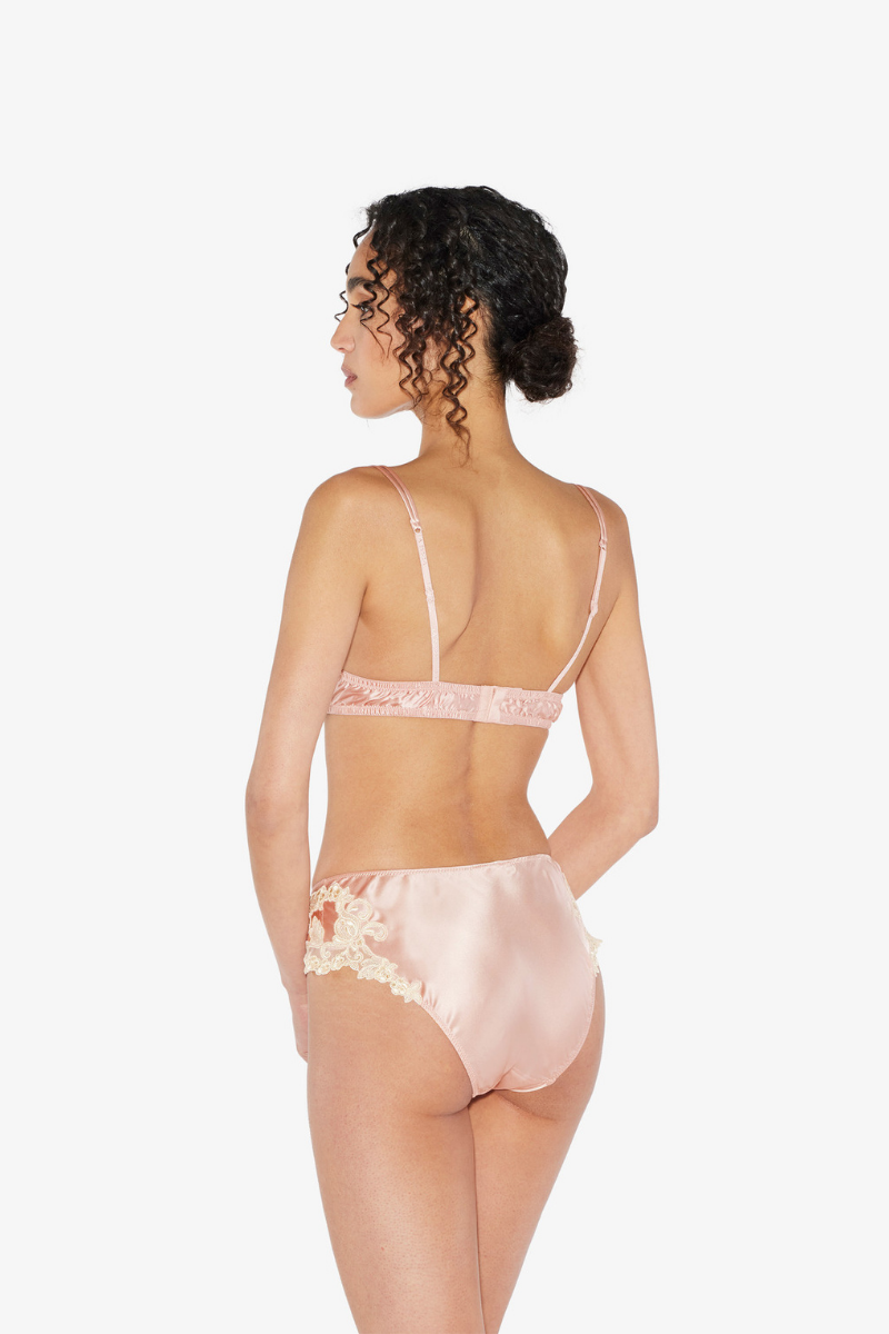 La Perla Pink silk Push-up Bra with frastaglio