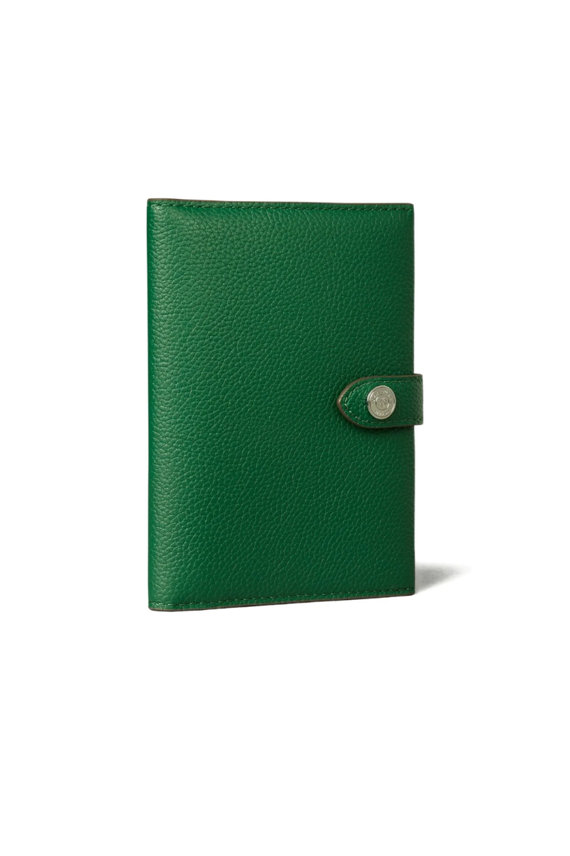 Tory Burch Button Leather Passport Case in Dark Kale