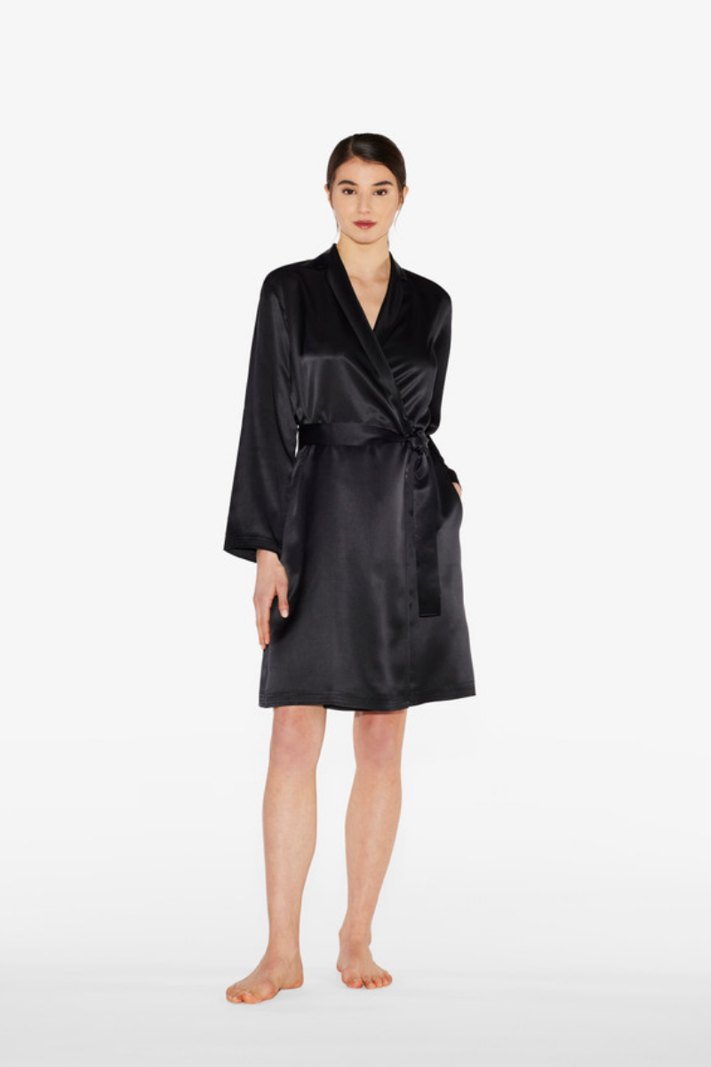 La Perla Black Silk Short Robe