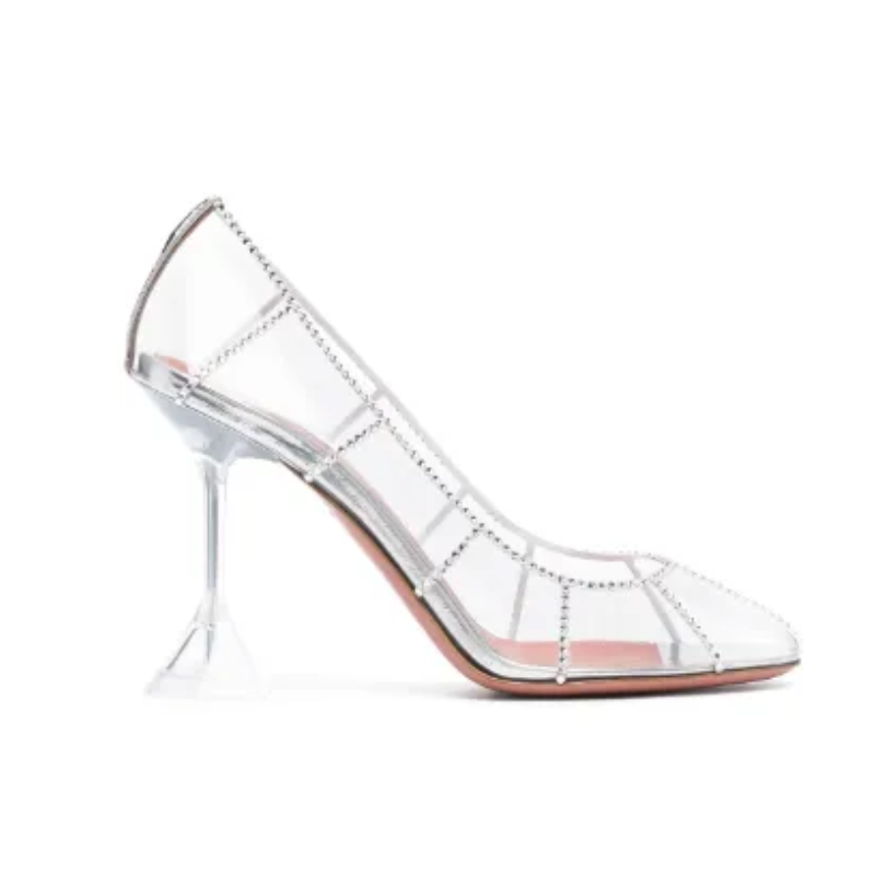 Womens | Amina Muaddi Kitty Crystal-Embellished PVC Pump Silver
