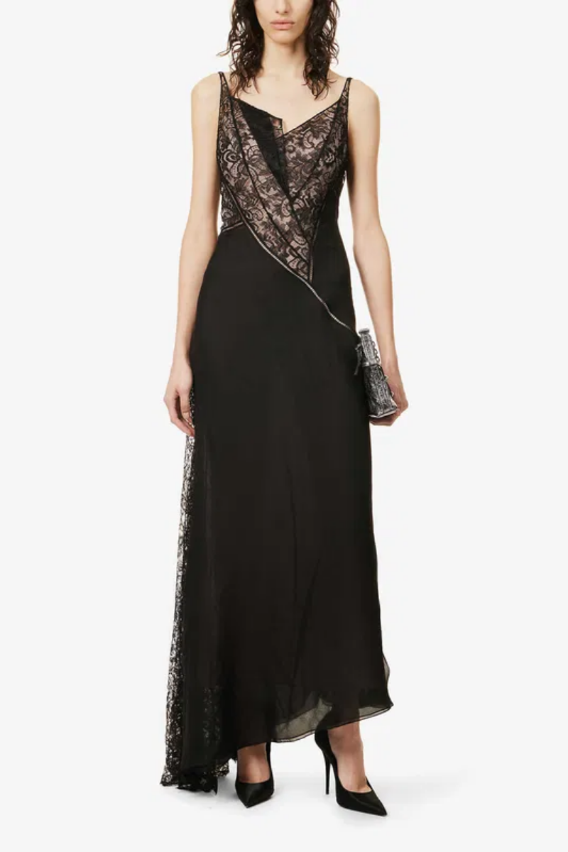 Givenchy Long Dress With Lace Details_Black