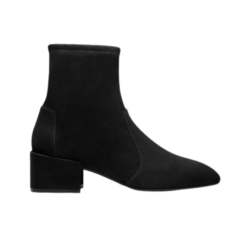 Womens | Stuart Weitzman Accordion Stretch Suede Ankle Boots (Black)
