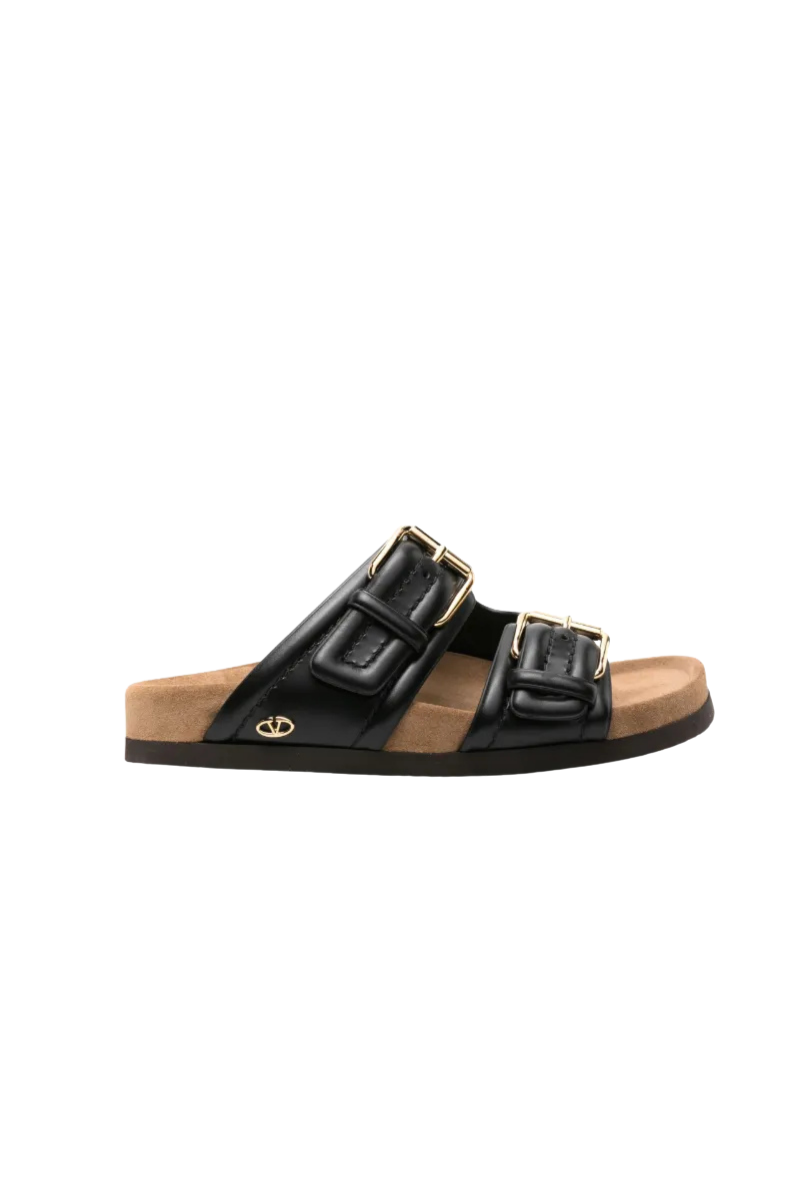 Valentino Garavani Fussfriend double-strap Leather Slides In Black