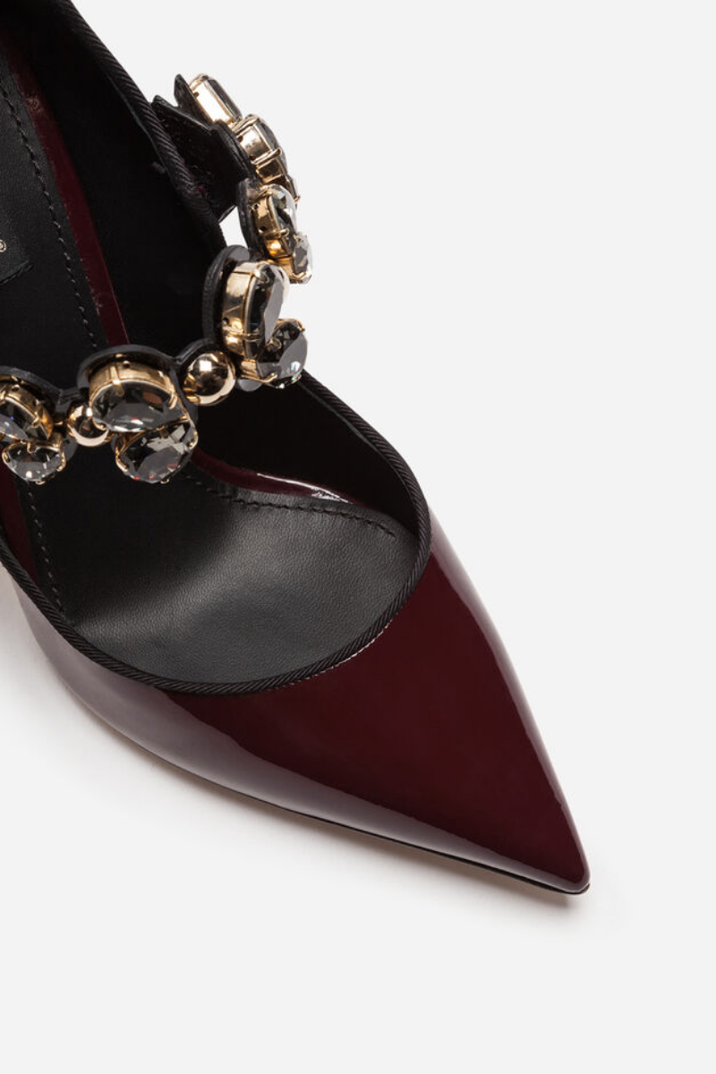 Dolce & Gabbana Mary Jane Pumps with Jewel Strap Bordeaux
