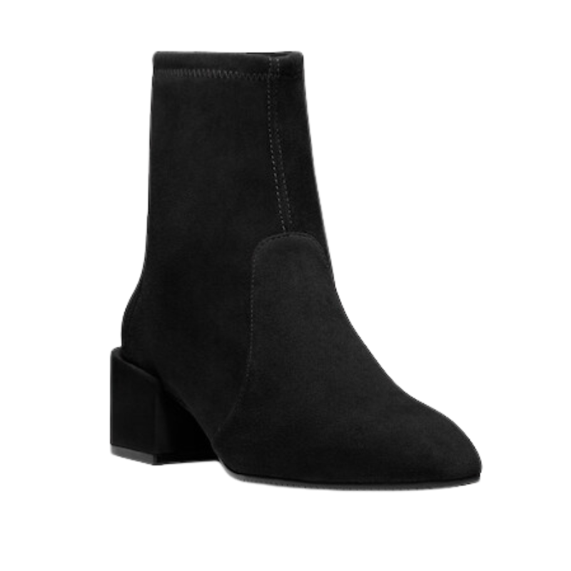 Womens | Stuart Weitzman Accordion Stretch Suede Ankle Boots (Black)