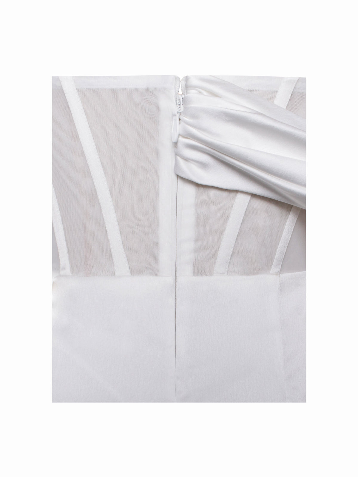 Rebeca White Satin High Slit Corset Gown (Archive Sale)