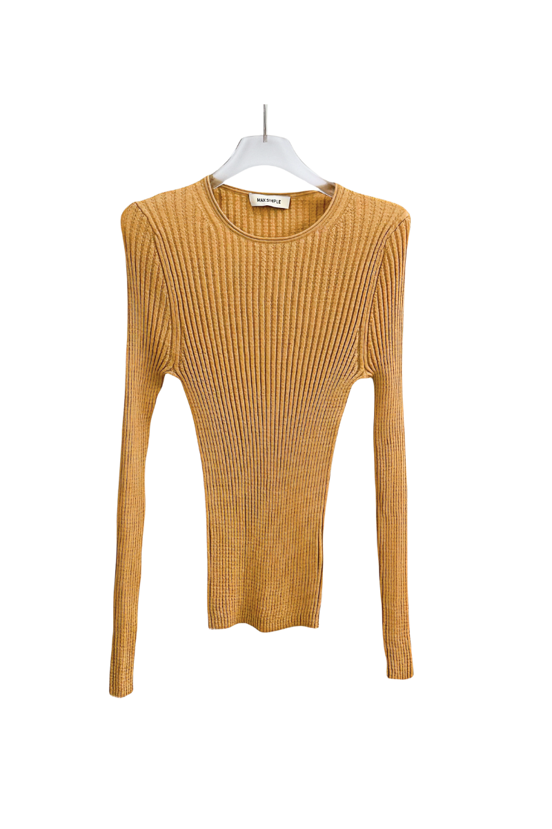 Max Simple Merino Wool Crewneck Sweater Camel