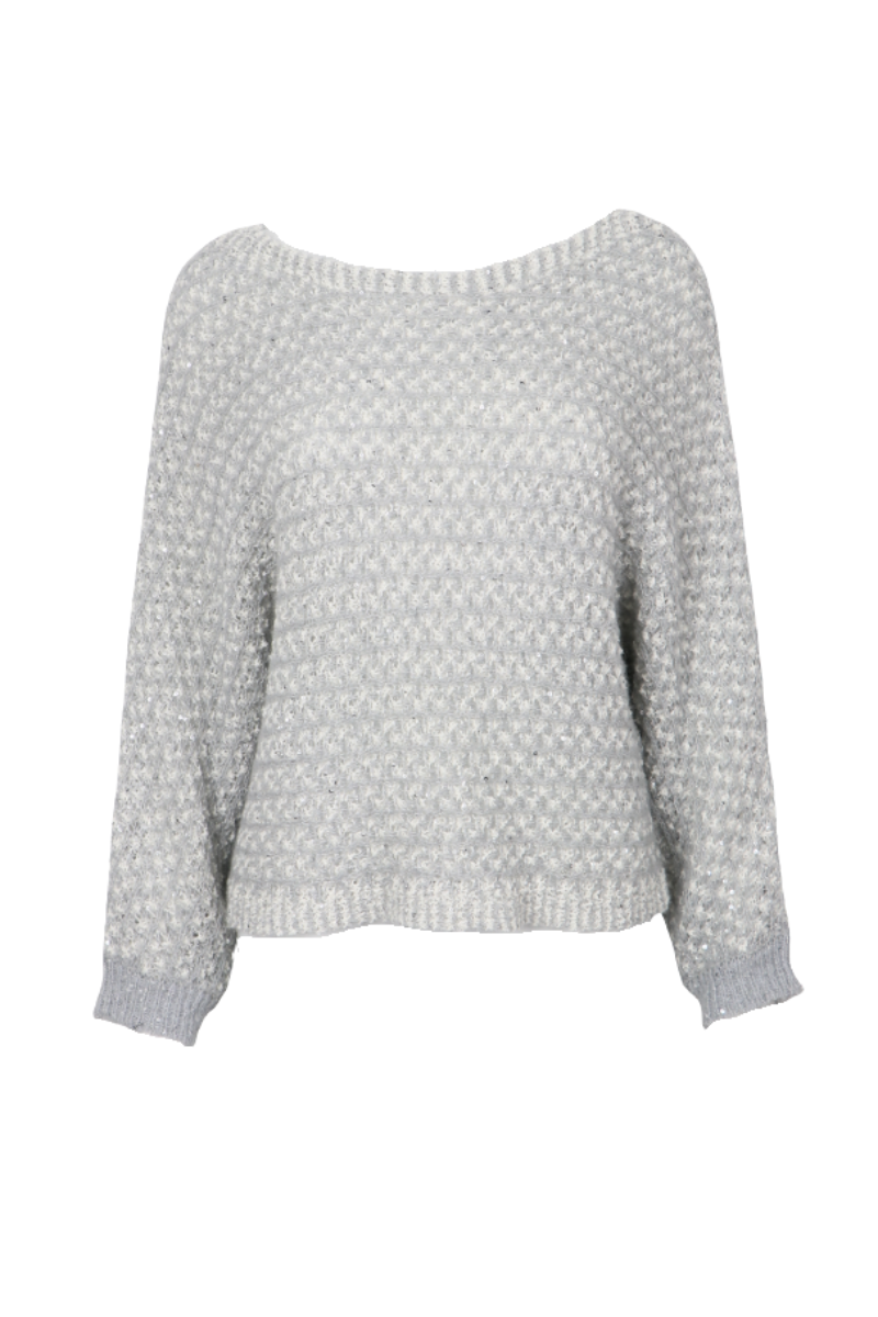 Max Simple Pointelle Knit Sweater Light Grey MSZM262647L