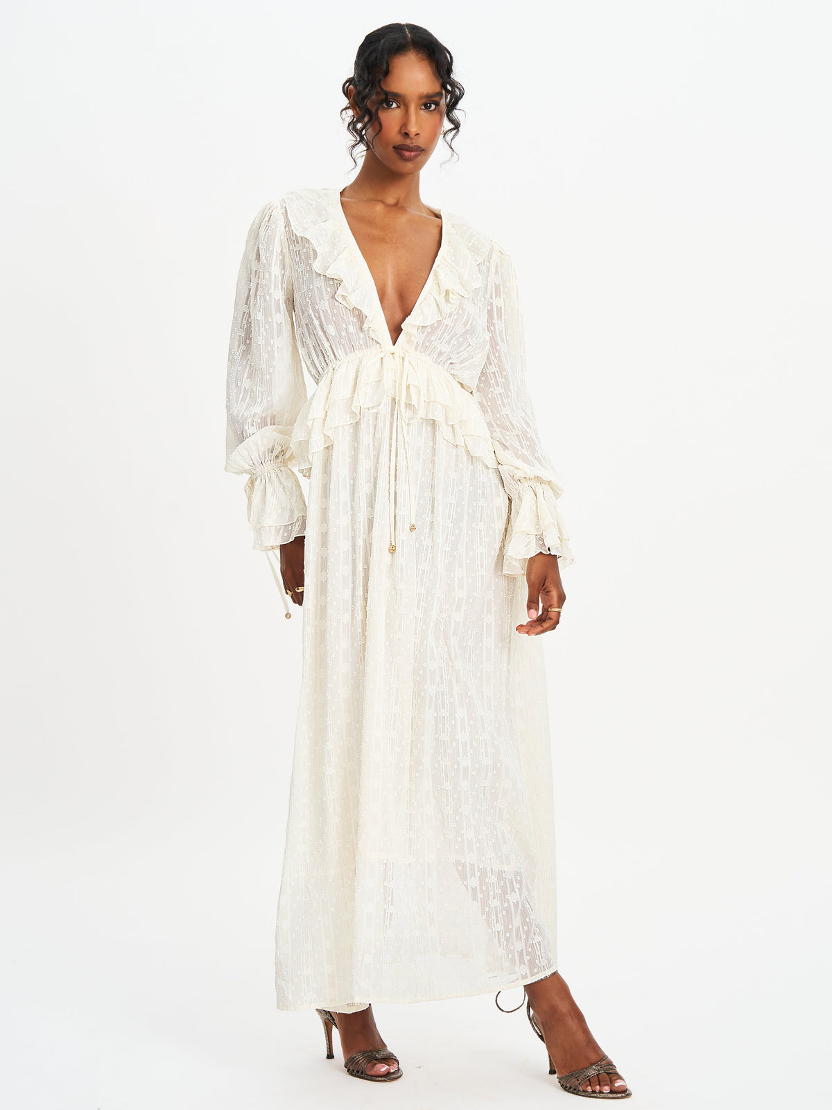 Safiya Jacquard Chiffon Long Sleeve Maxi Dress (Archive Sale)