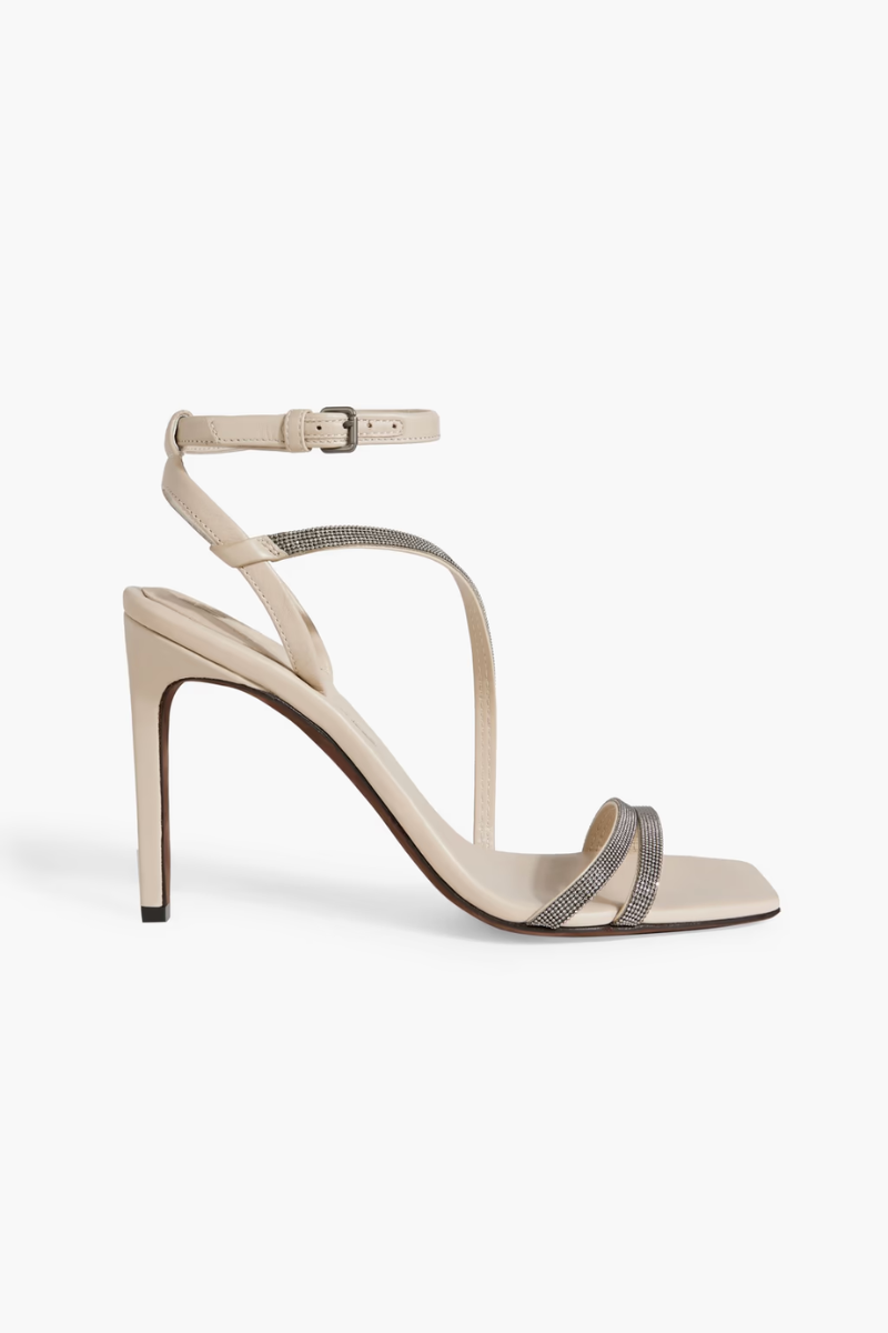 Brunello Cucinelli Bead-Embellished Leather Sandals