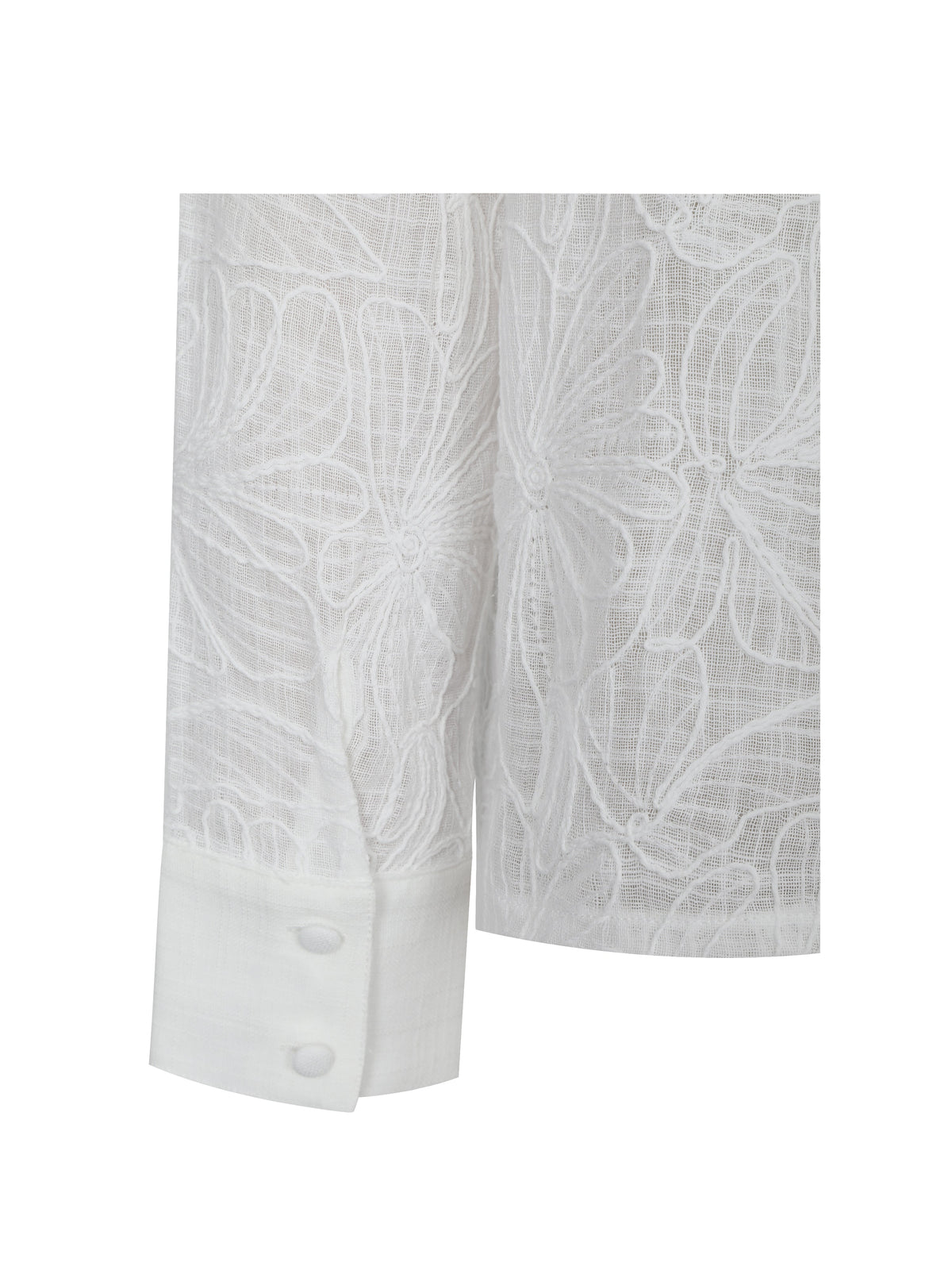 Quintina White Embroidered Cotton Gauze Button-Down Shirt