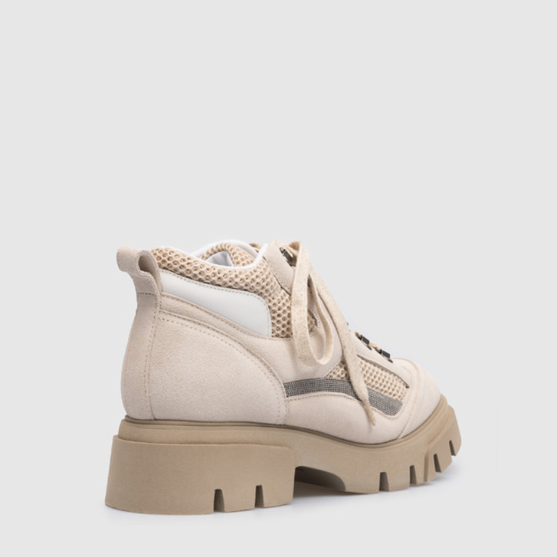 Brunello Cucinelli Beige Combination Boots with Monil Chain