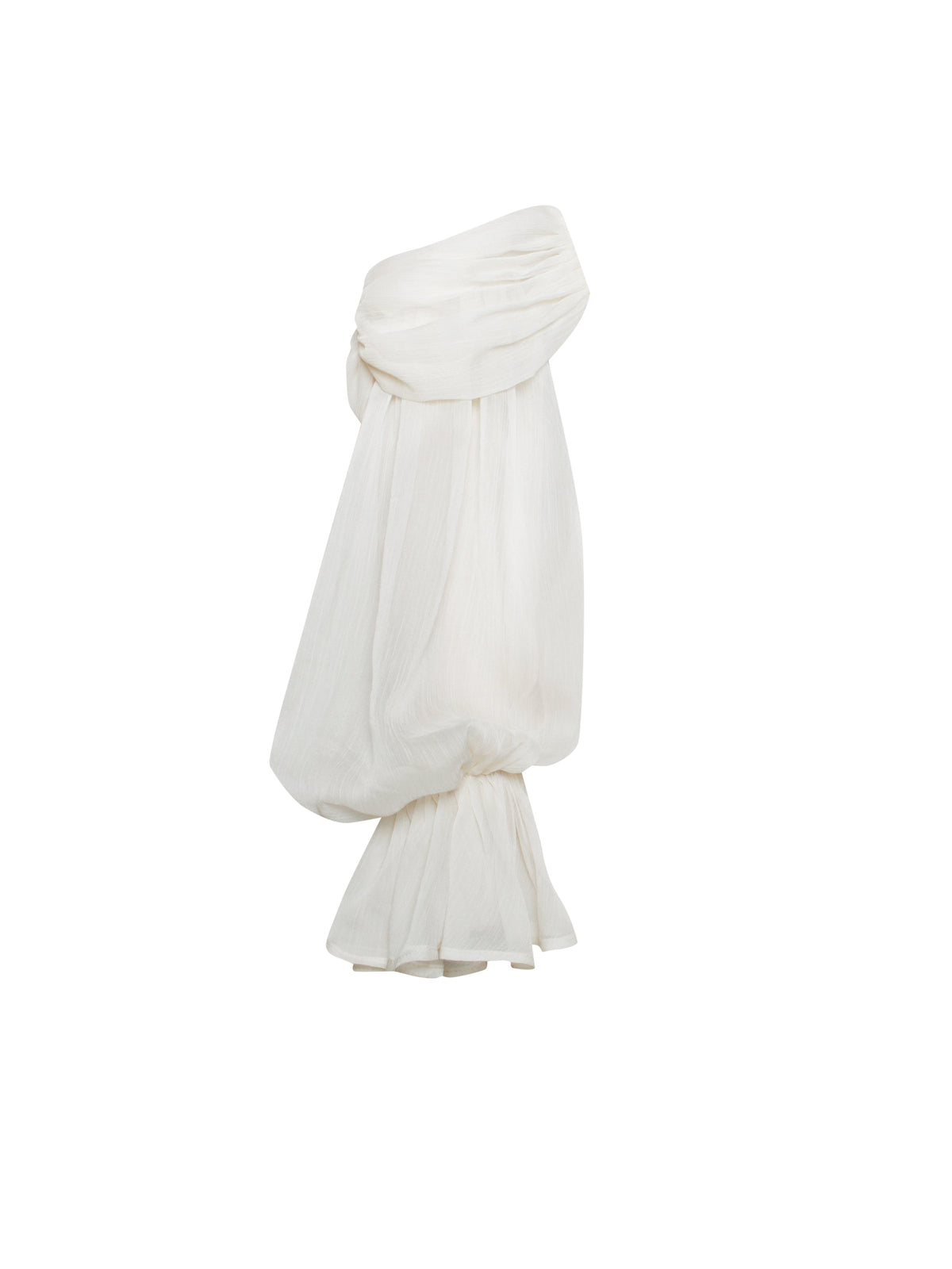 Lydia Pearl White Satin Off Shoulder Puff Sleeve Dress (Archive Sale)