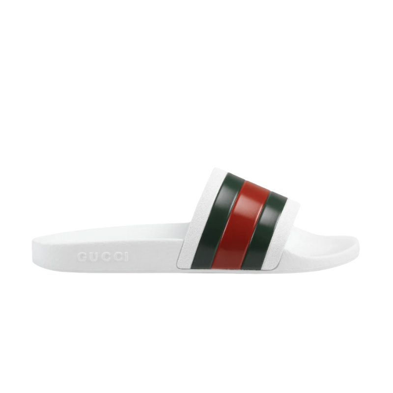Mens | Gucci Signature Web Stripe Slide Sandals White