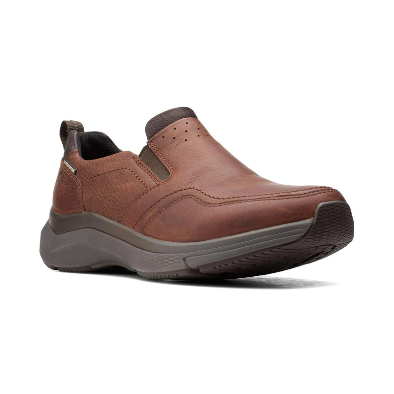 Mens | Clarks Waterproof Slip-On Leather Shoe Brown
