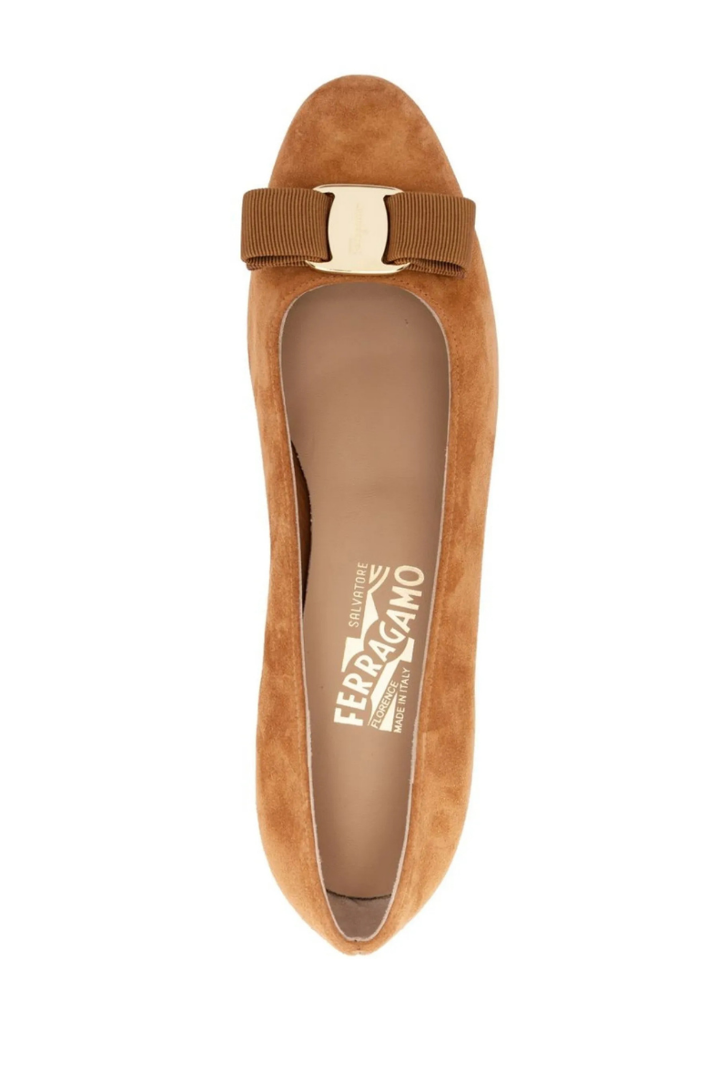 Salvatore Ferragamo Suede Bow - Detail Pumps - Brown 3CM