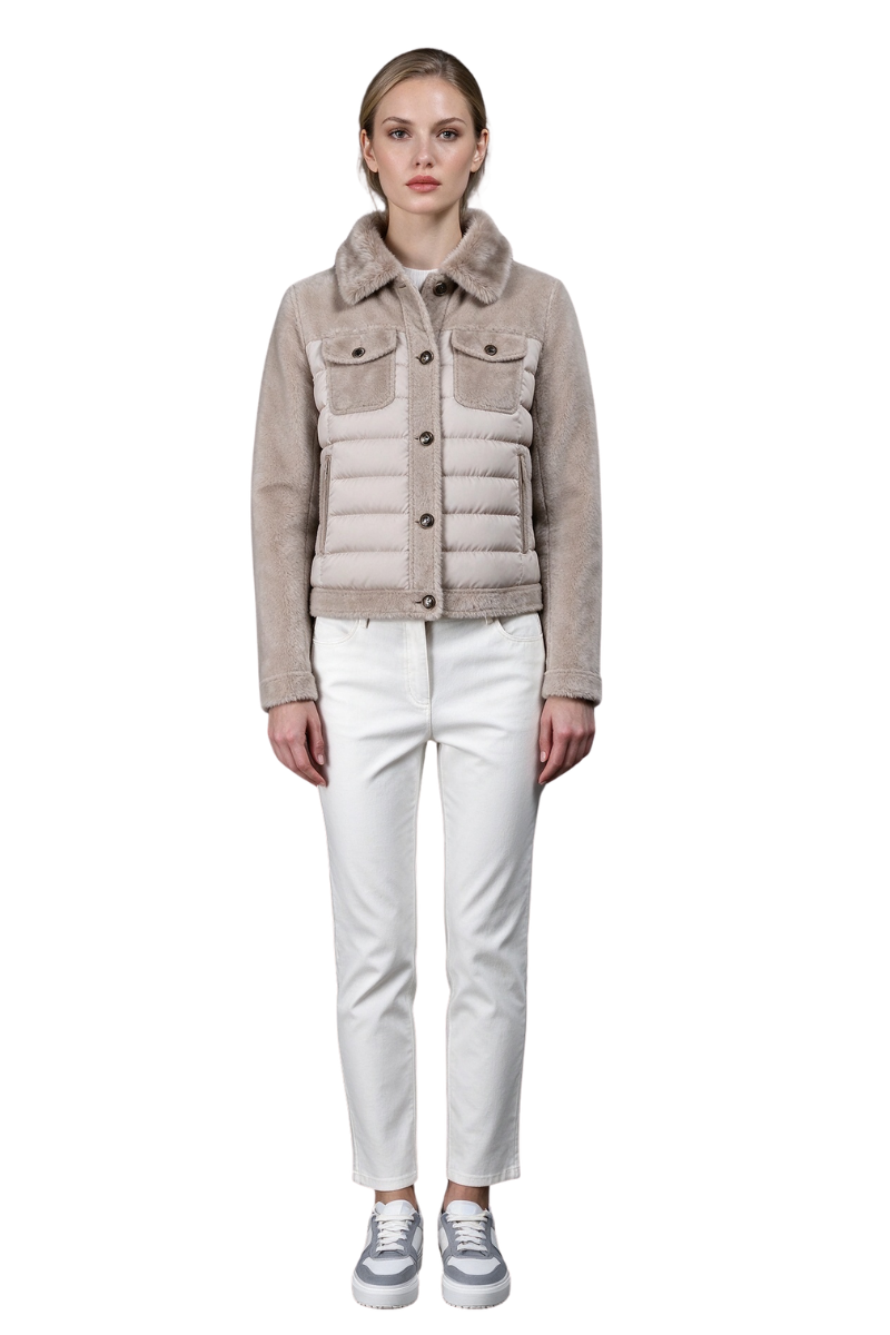 MooRER PETUNIA-FUR-URO Jacket Pearl