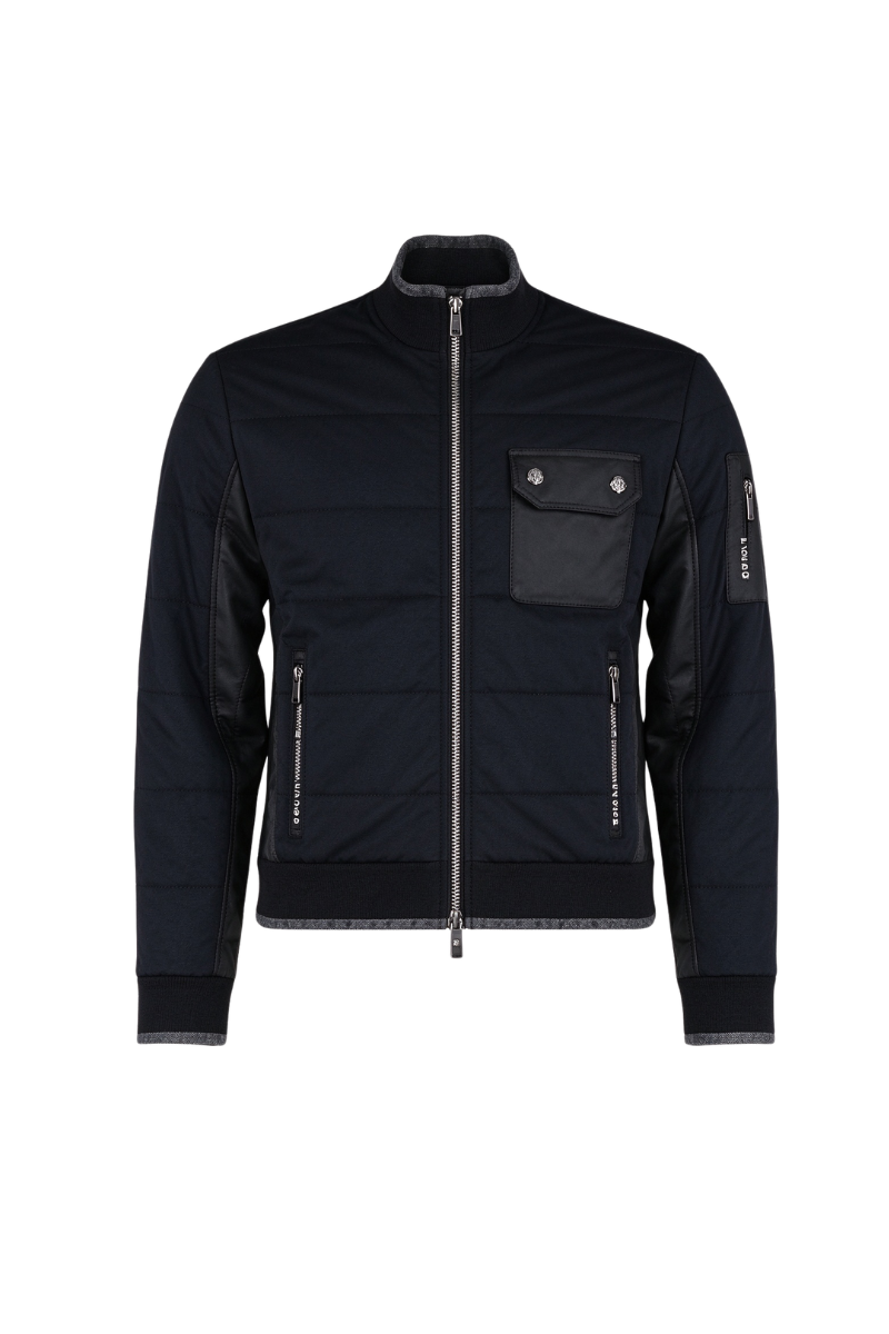 MooRER CORBINICK Stand-Collar Bomber Jacket Nero