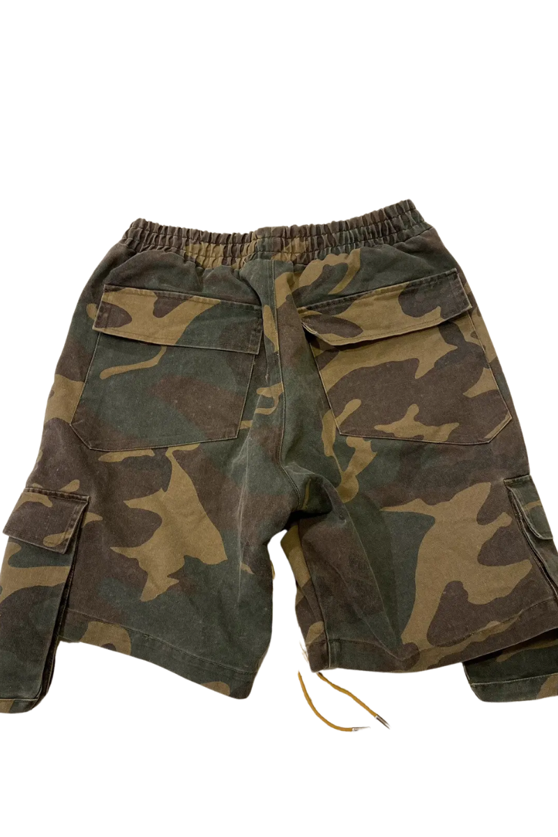 Rhude Camo Cargo Shorts-Military print