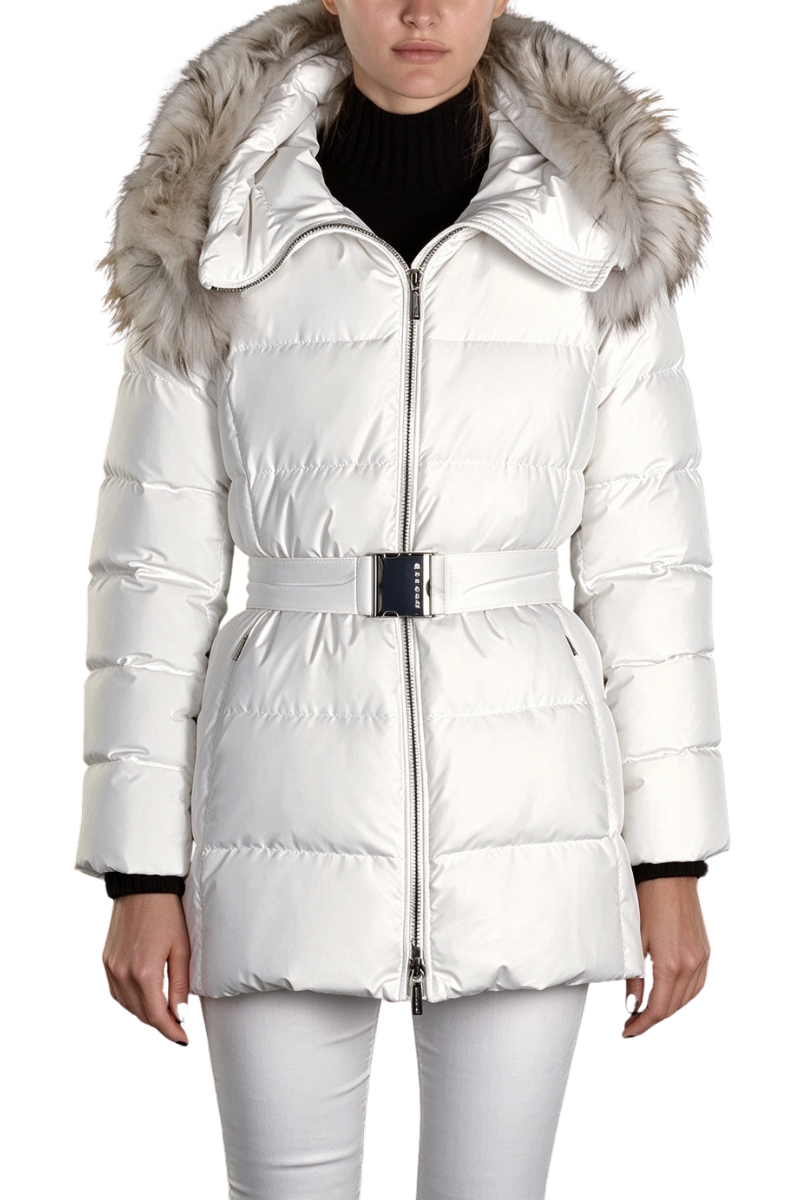 MooRER AKARI-STP Womens Hooded Quilted Coat Blanc