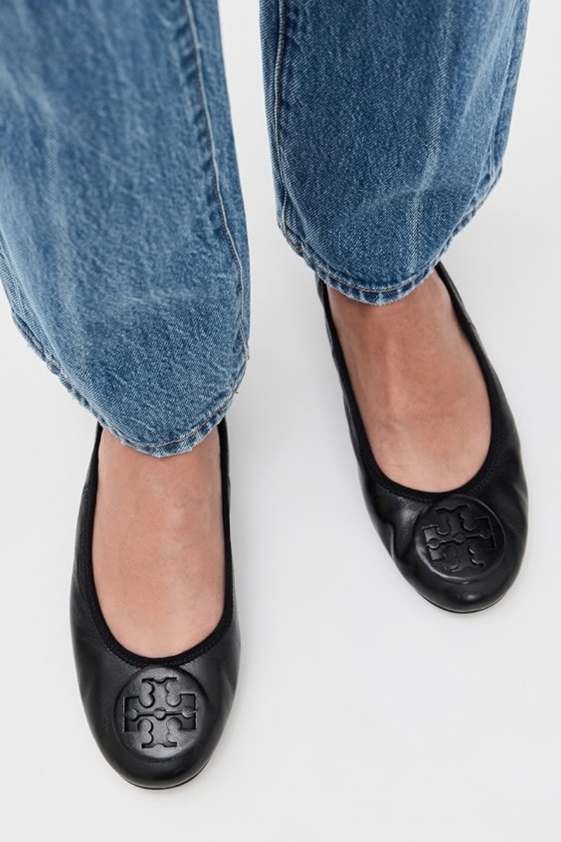 Tory Burch Reva Travel Ballet Nappa Leather Perfect Black / Perfect Black 177204-006