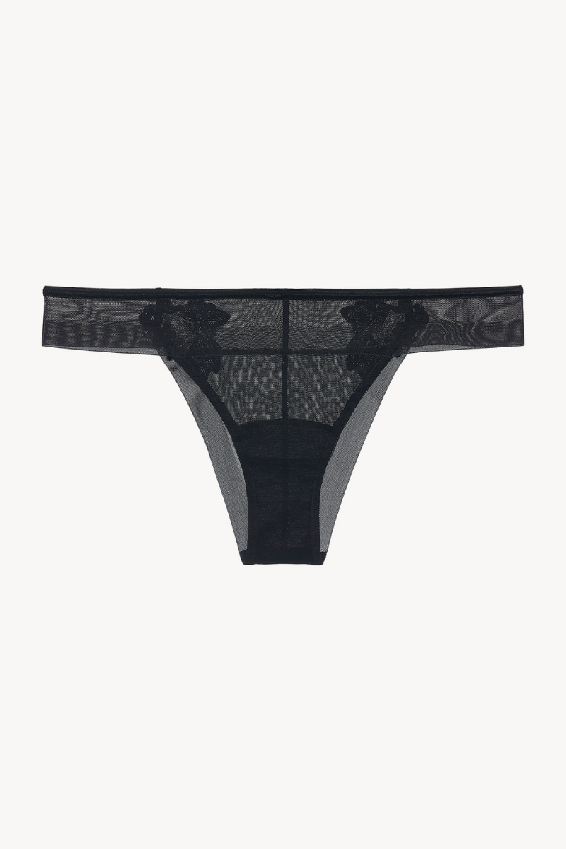 La Perla Brazilian Briefs in black stretch tulle