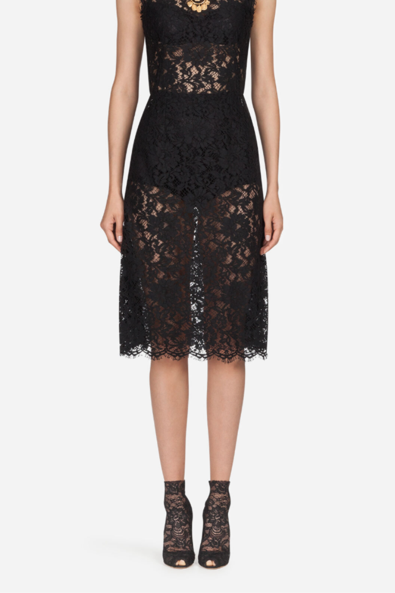 Dolce & Gabbana Black Lace and Mesh Ankle Boots