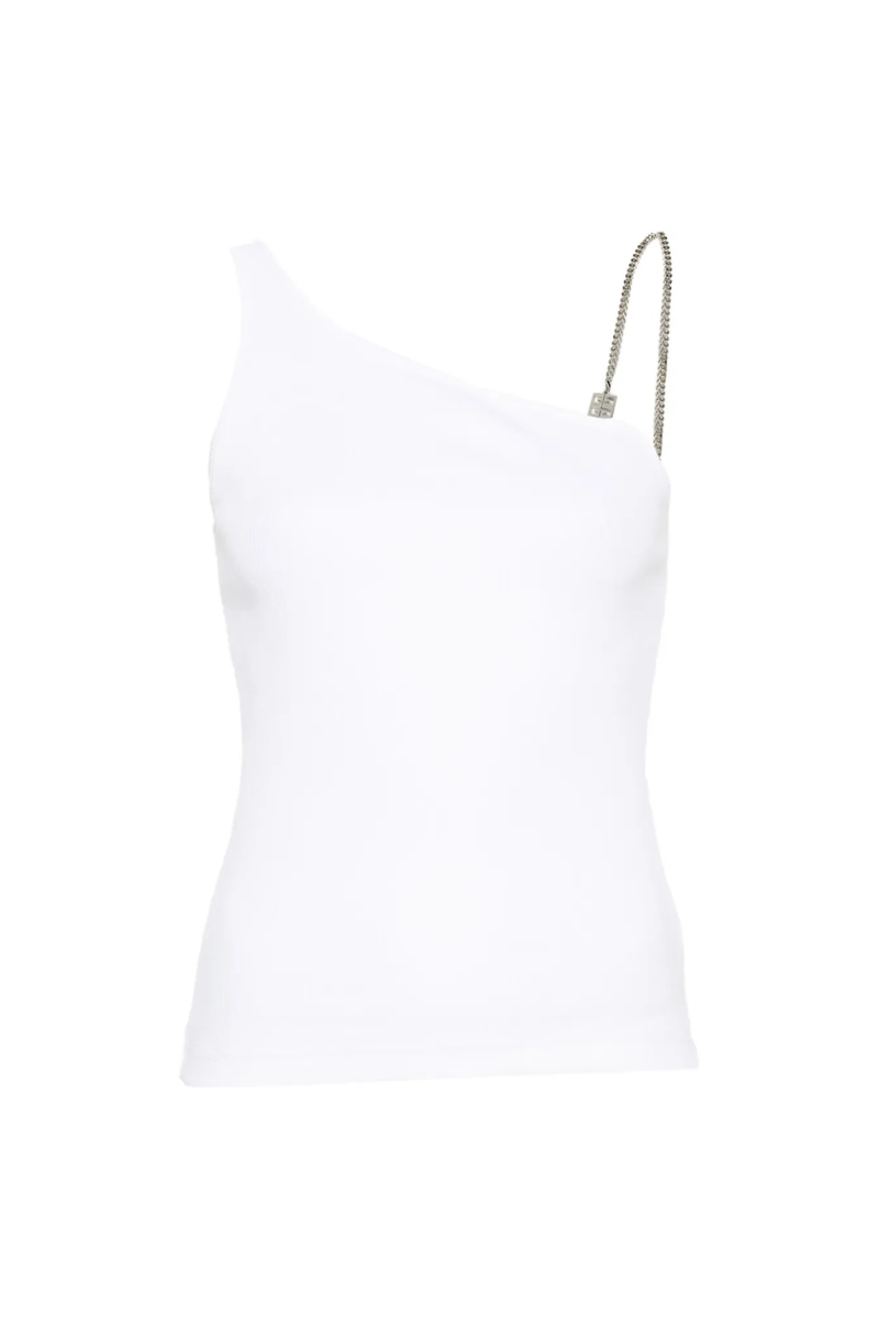 Givenchy One Shoulder Top 4G Chain Strap_White