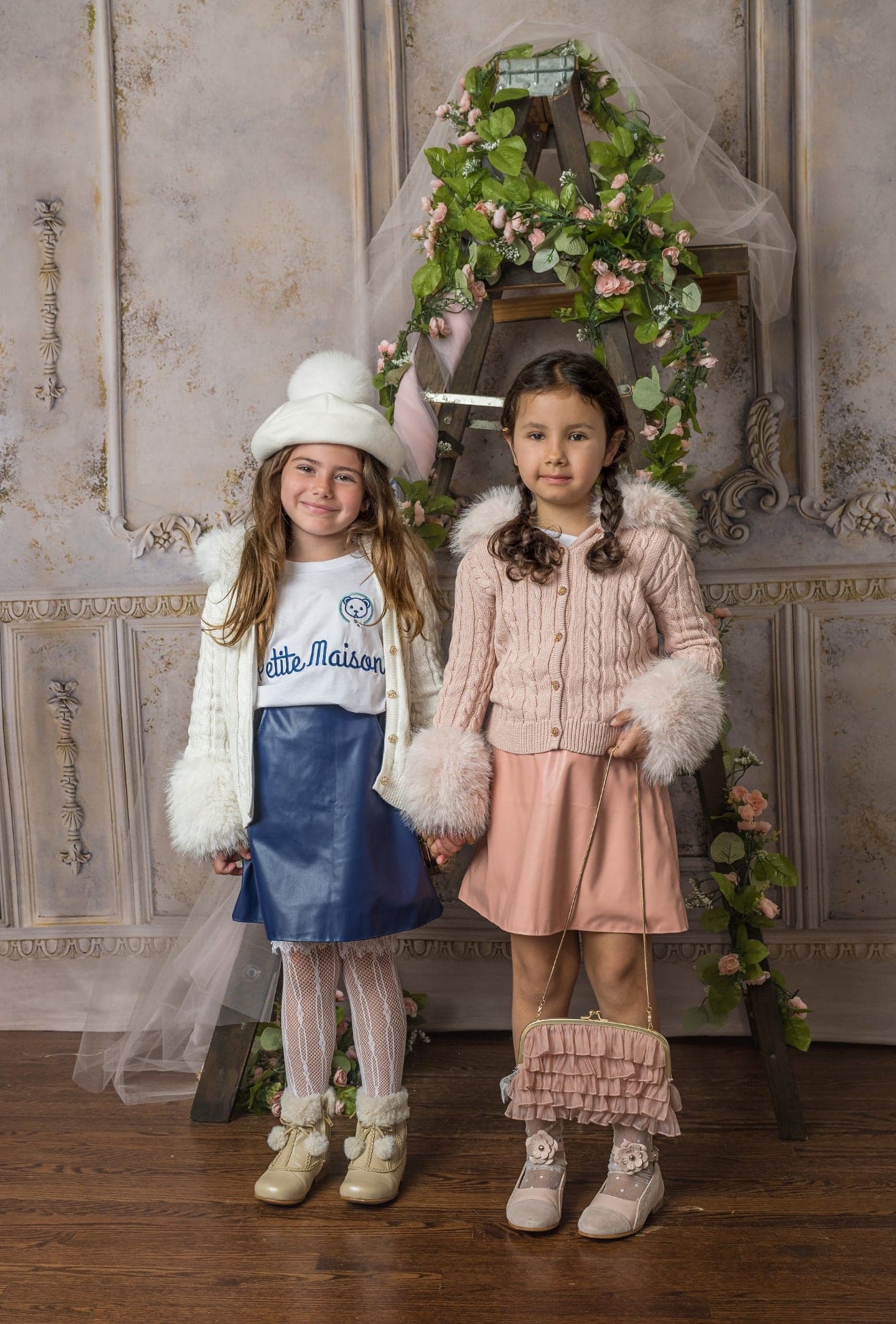 Navy Vegan Leather Skirt - Petite Maison Kids