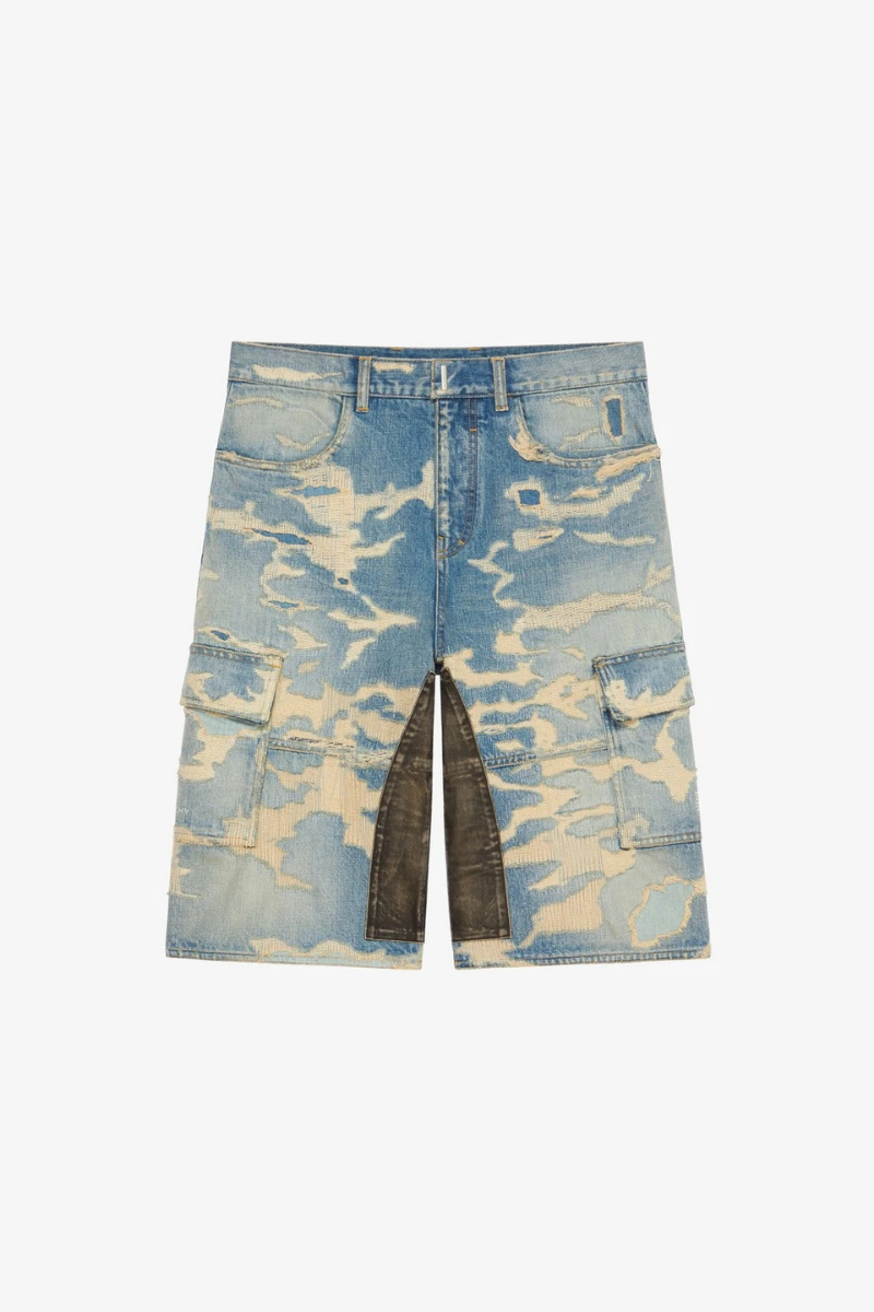 Givenchy Multicutted Curved Shorts W Moleskine_Medium Blue