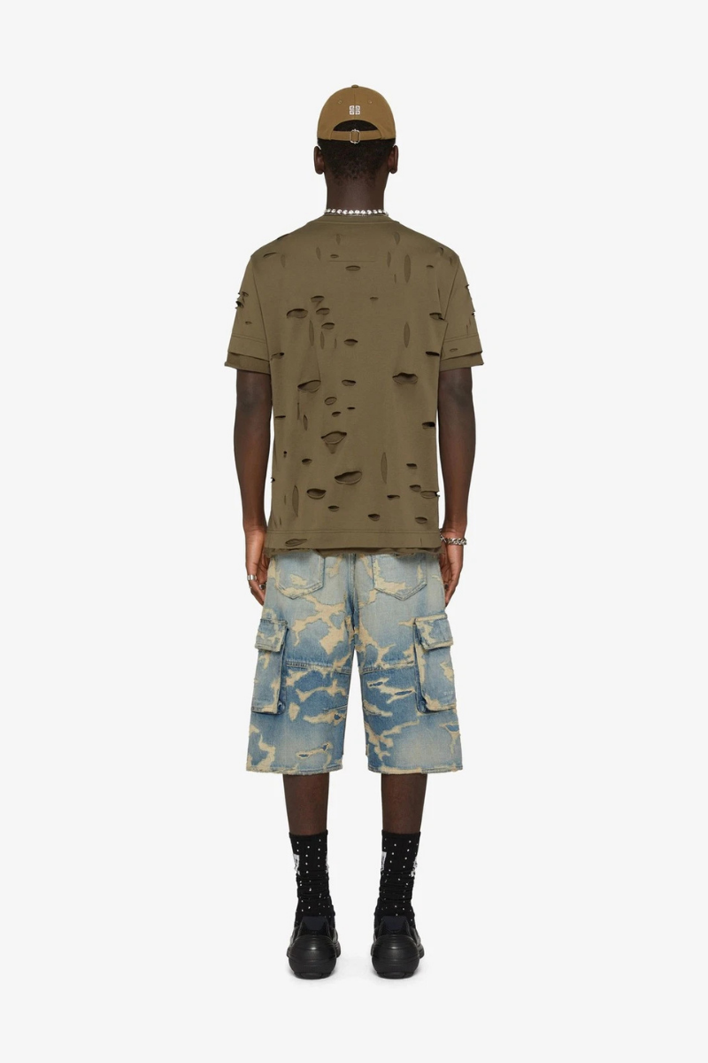 Givenchy Multicutted Curved Shorts W Moleskine_Medium Blue