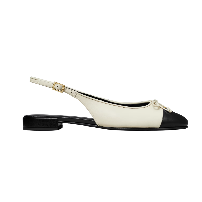 Womens | Tory Burch Cap-Toe Slingback Flats Light Cream / Perfect Black