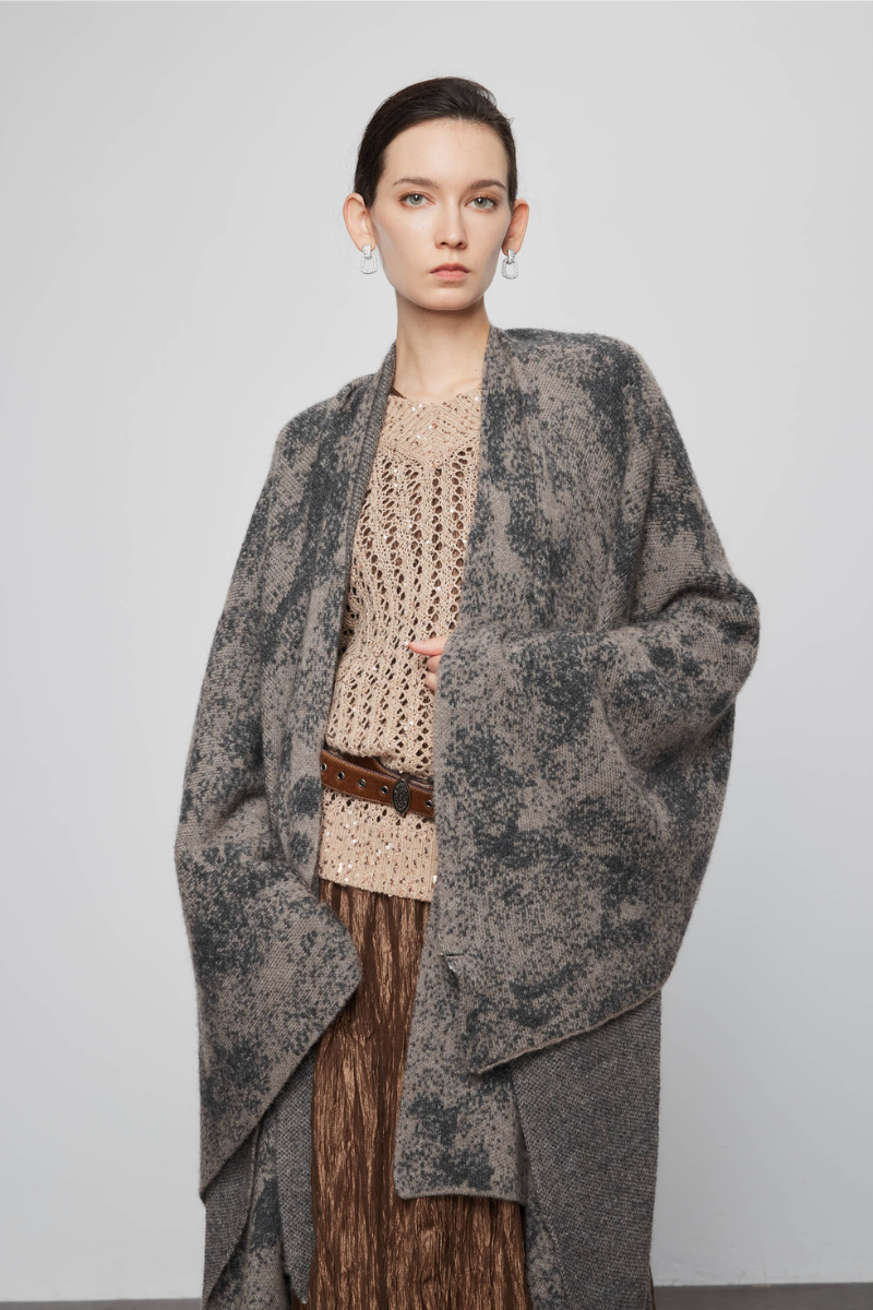 Max Simple Avant-Garde Cashmere Cape Mocca MSDK256472M
