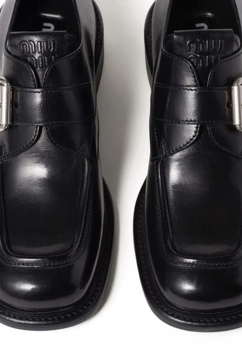 Miu Miu Black Buckled Loafers