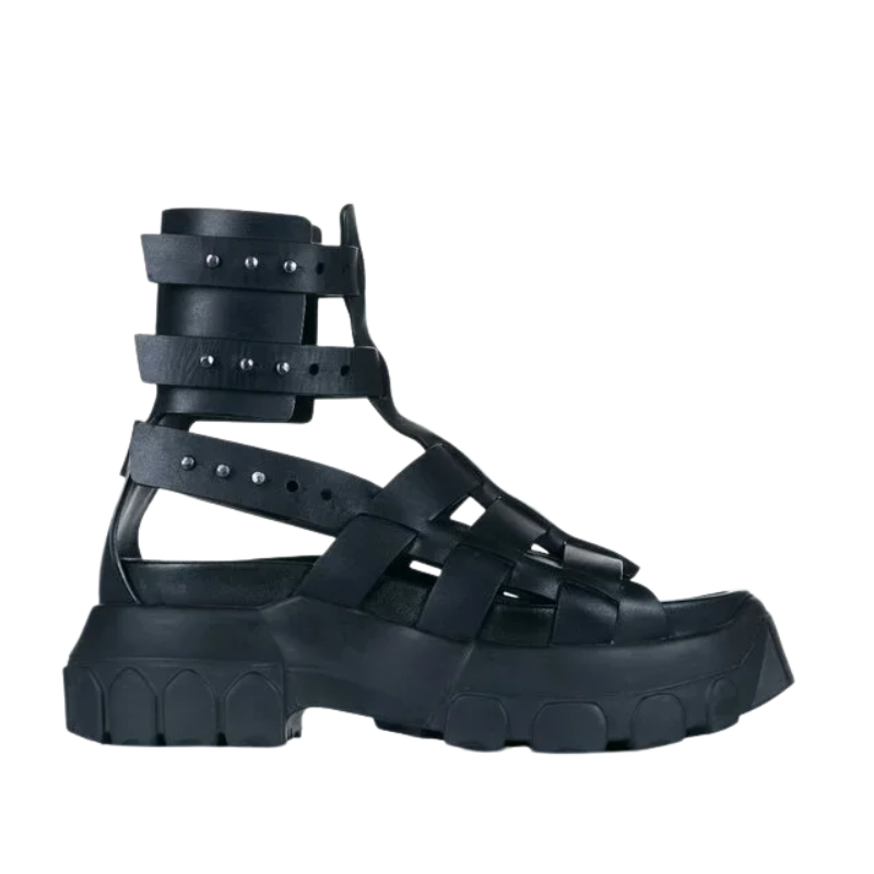 Womens | Rick Owens Tractor Platform Hiking Sandal Black