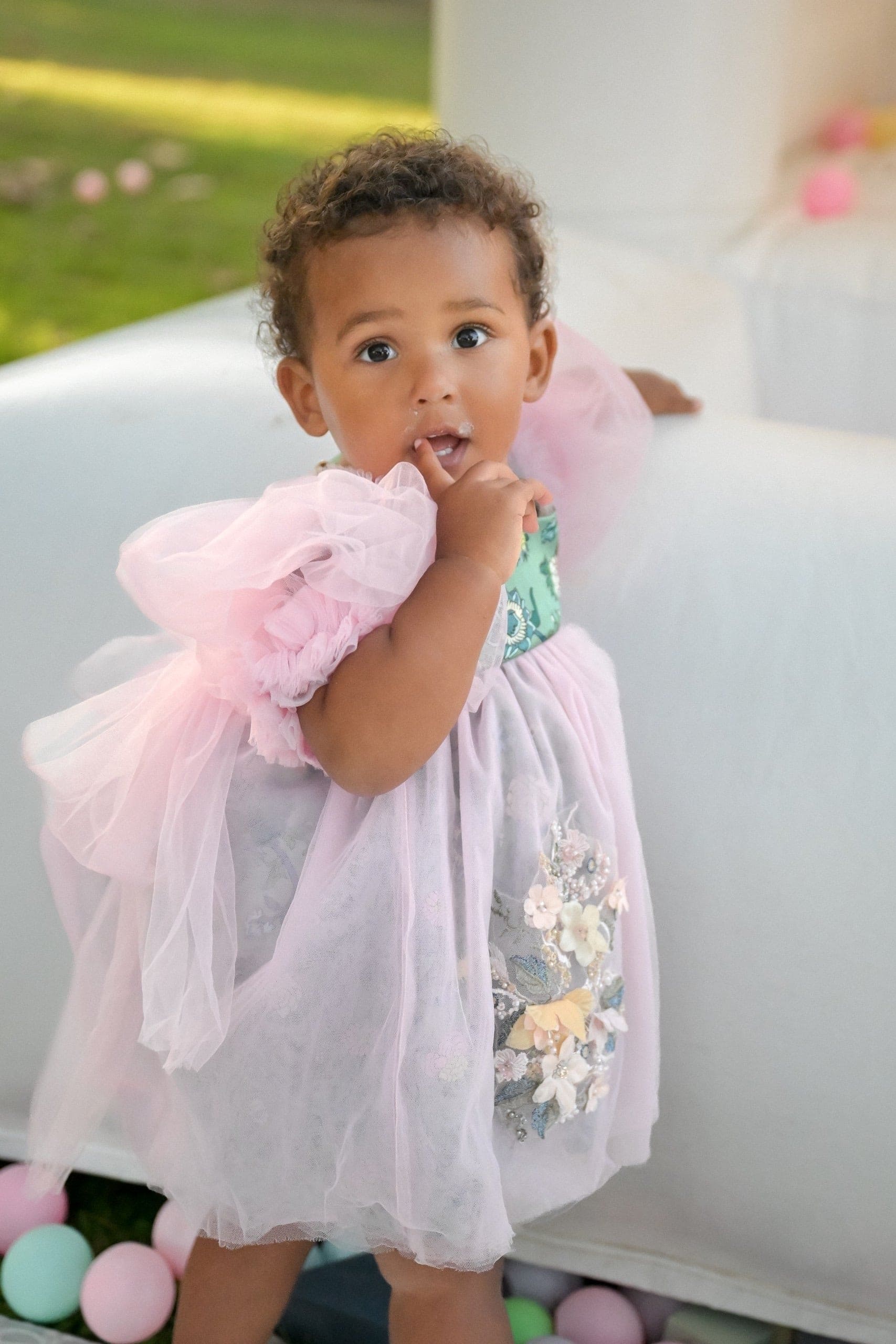 Eva Pink And Green Floral Tulle Dress - Petite Maison Kids