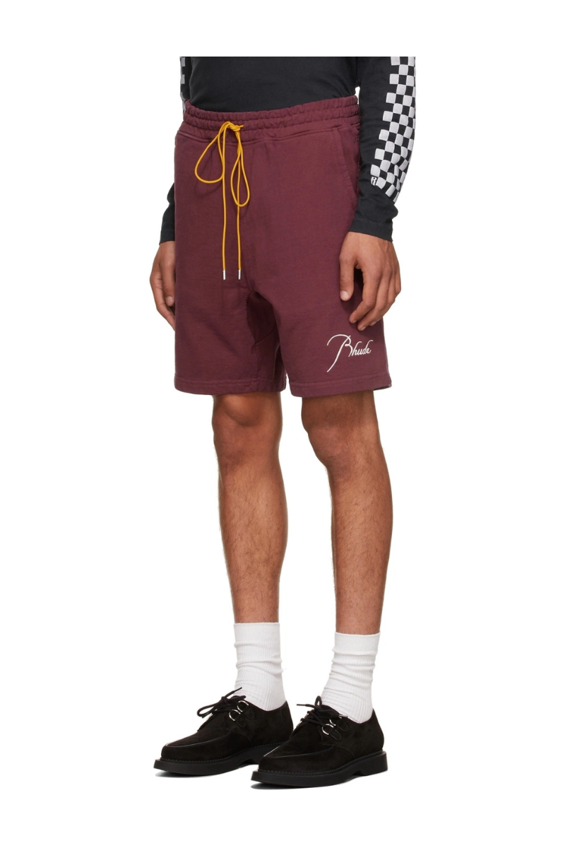 Rhude Men's Sweat Shorts Burgundy RHPF24SH04012